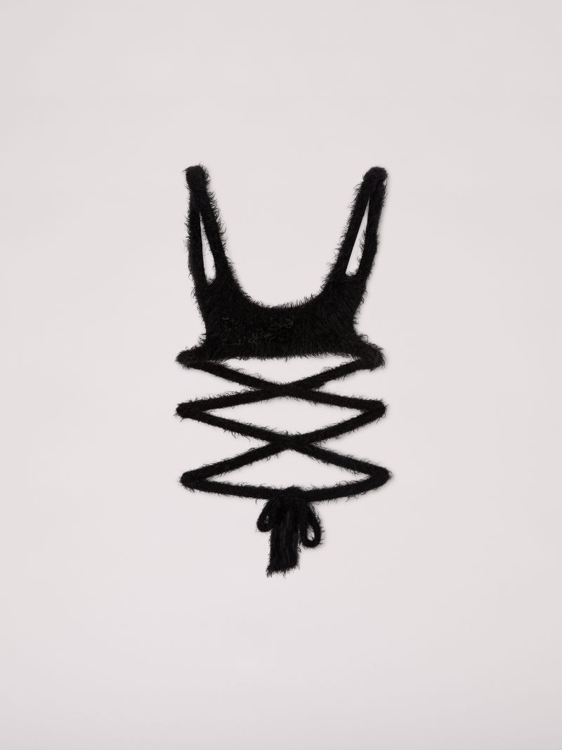 FUR BACKLESS STRING BRATOP - 1