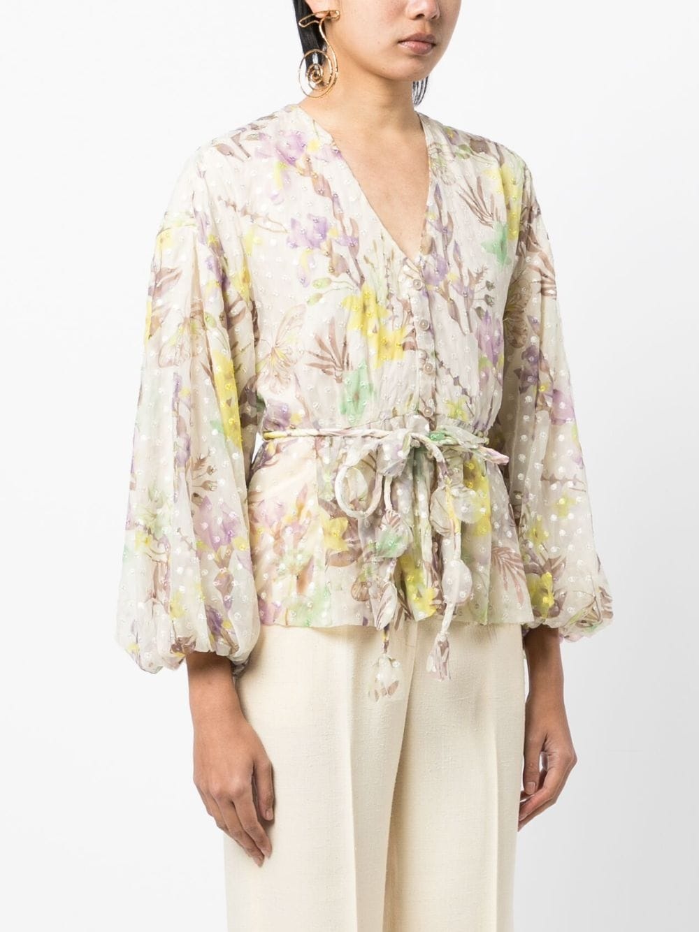 floral-print embroidered shirt - 3