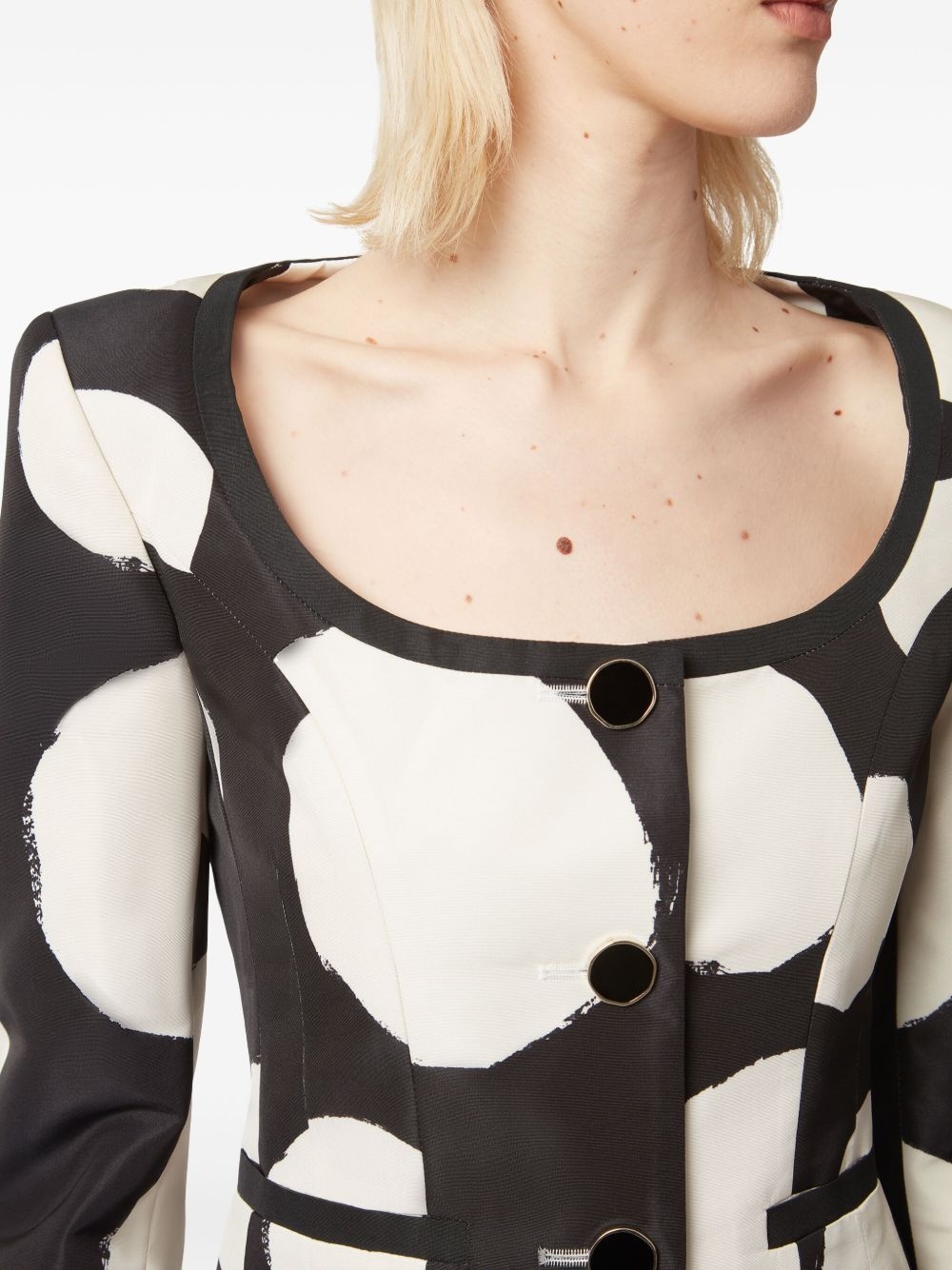 round-neck patterned crop jacket - 5