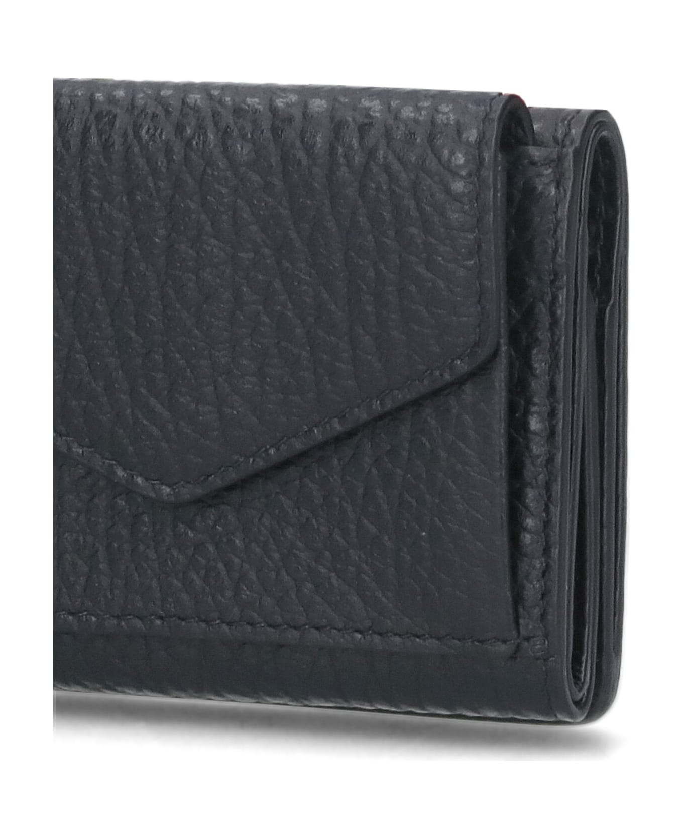 Black 'four Stitches' Compact Wallet - 4