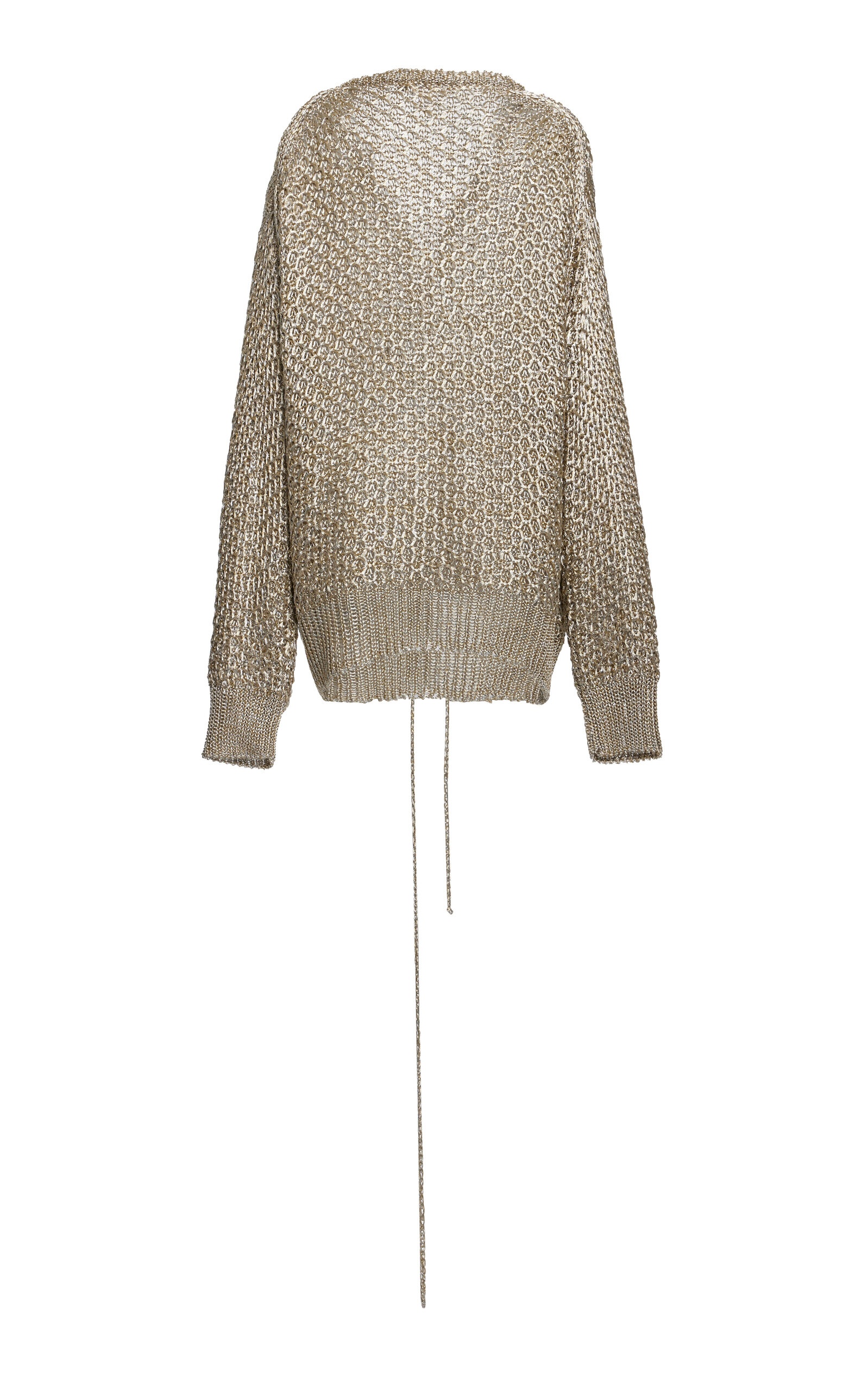 Metallic Knit Lace-Up Sweater gold - 2