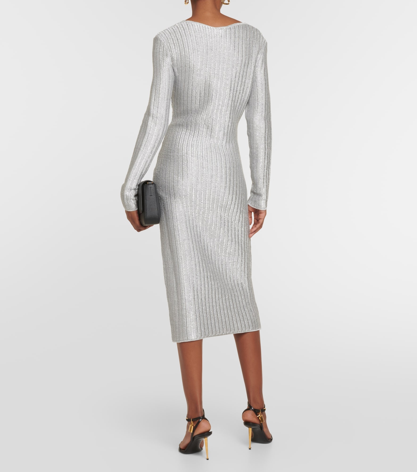 Metallic cotton and wool midi dress - 3