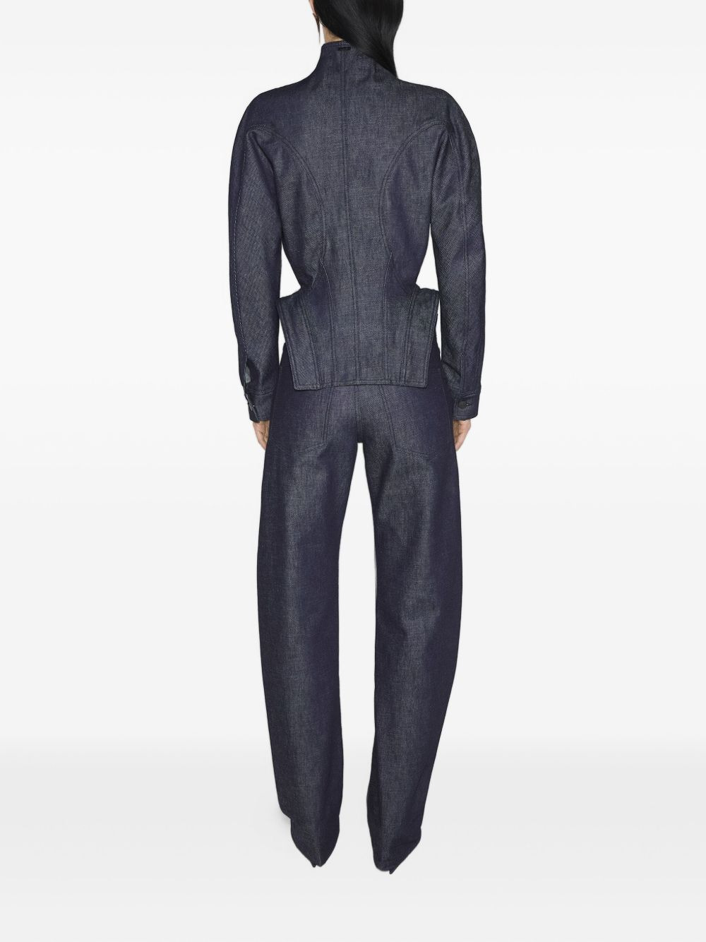 button-fastening sculptural cinched jacket - 3