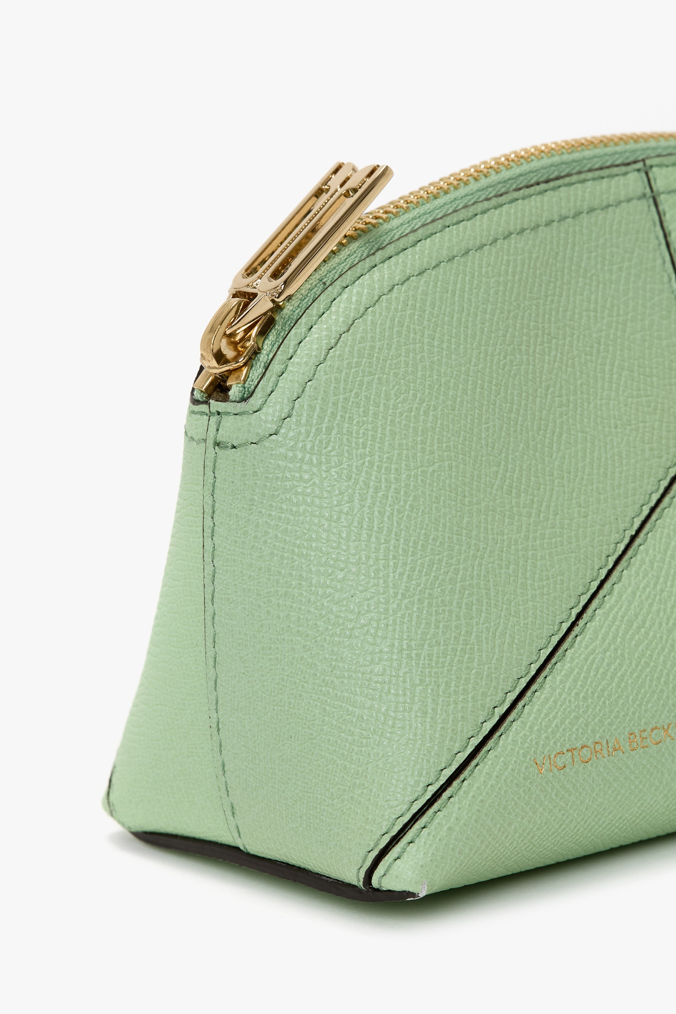 Victoria Mini Wash Bag In Jade Grained Leather - 6