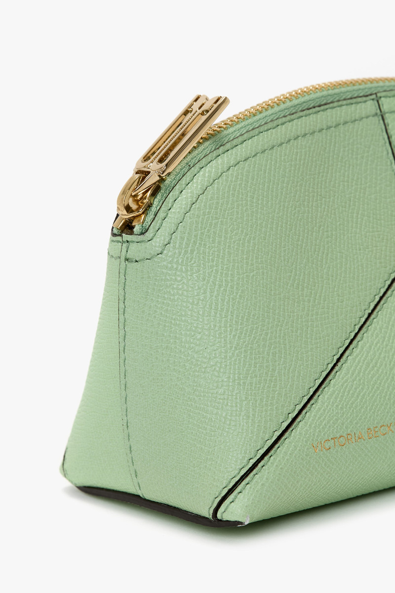 Victoria Mini Wash Bag In Jade Grained Leather 6