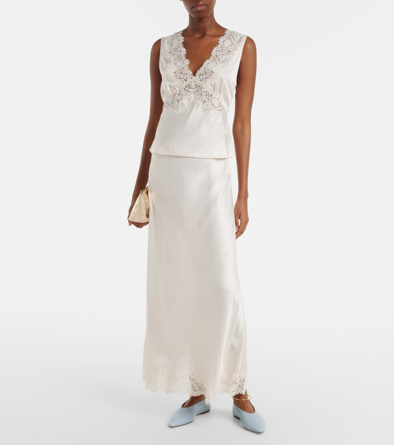 RIXO Emmie lace-trimmed satin top outlook