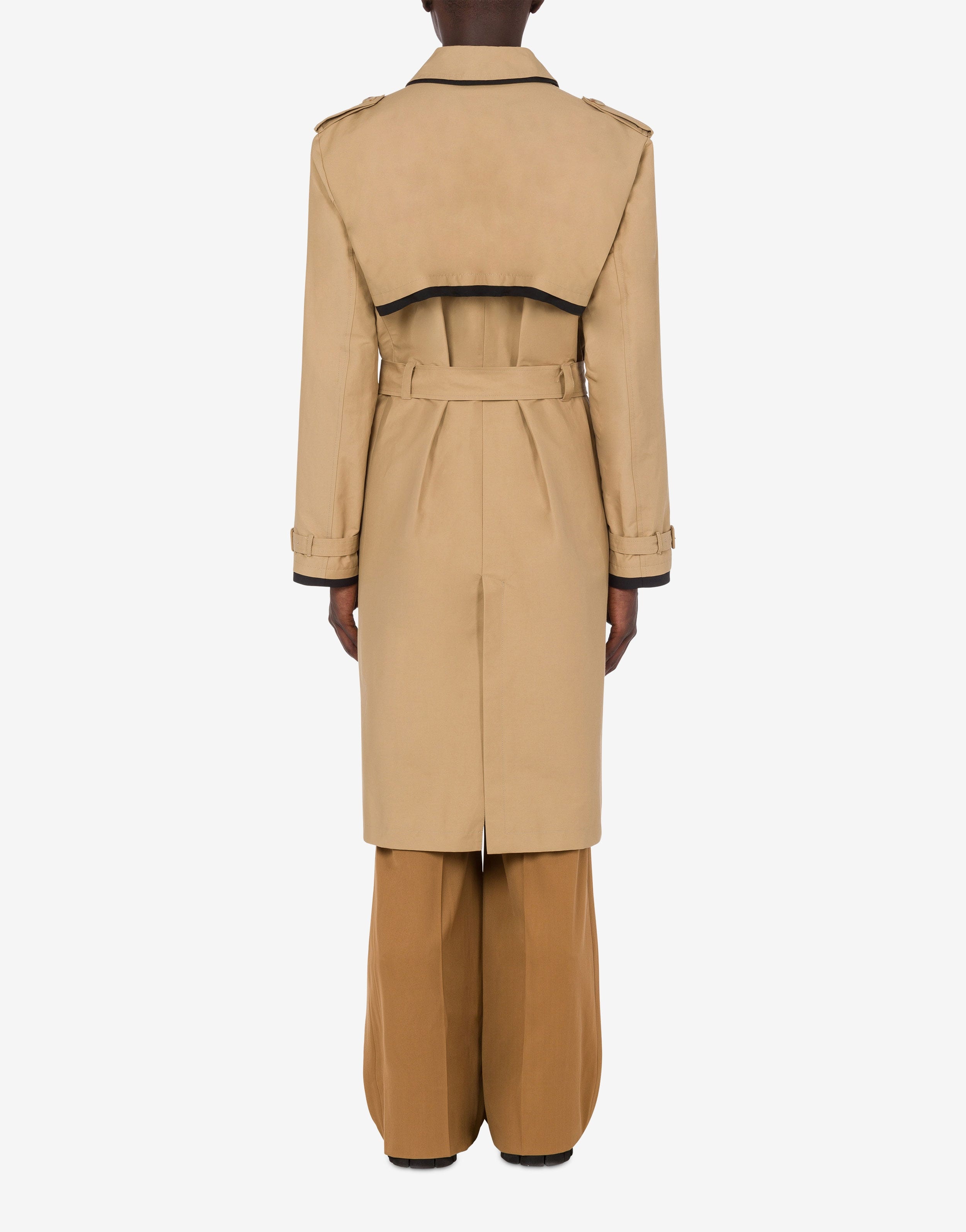 【関税＆送料込み】Moschino Beige Cotton Blend Trench Coat MOSCHINO Cotton Blend Gabardine Long Trench Coat Moschino