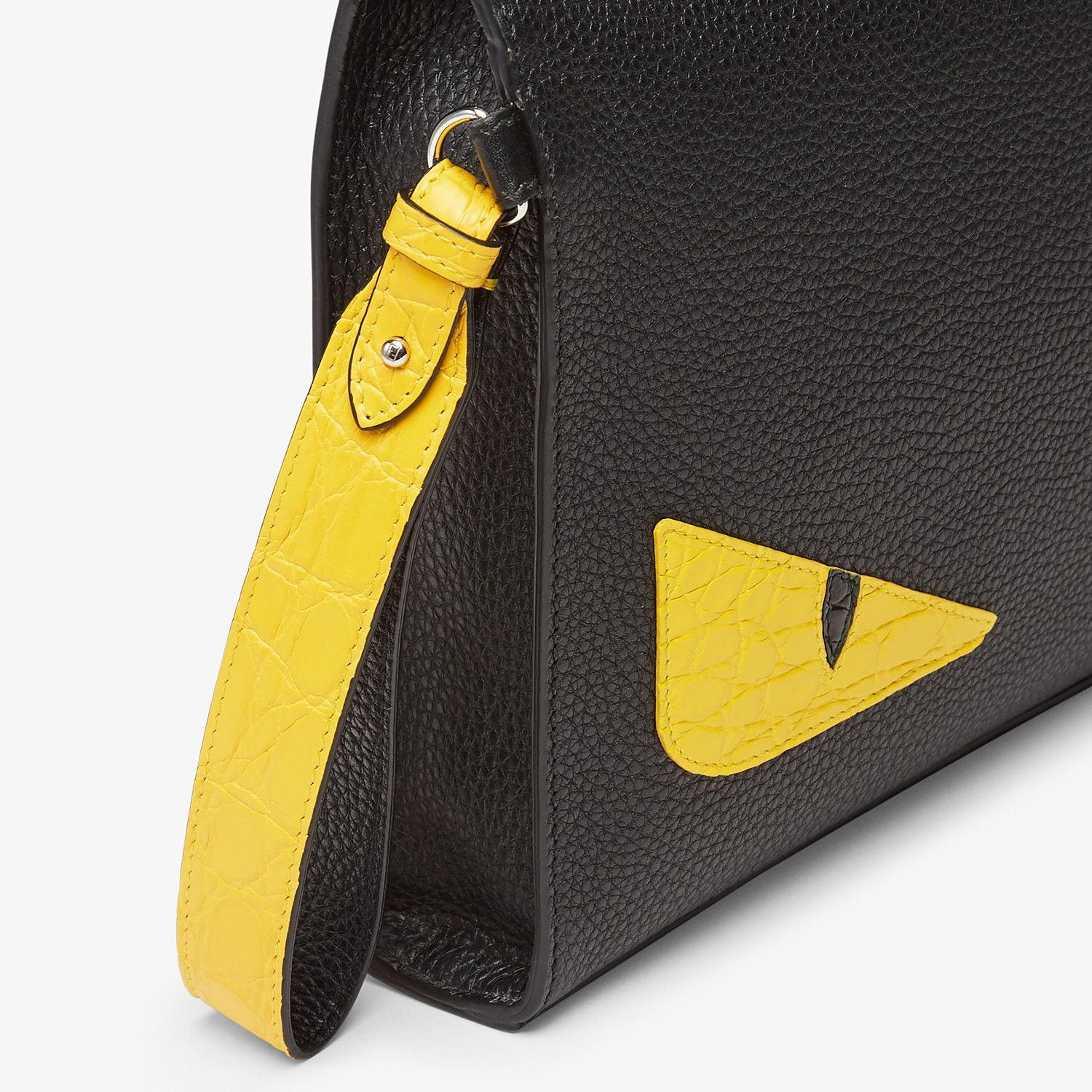 Black and yellow leather pouch - 5