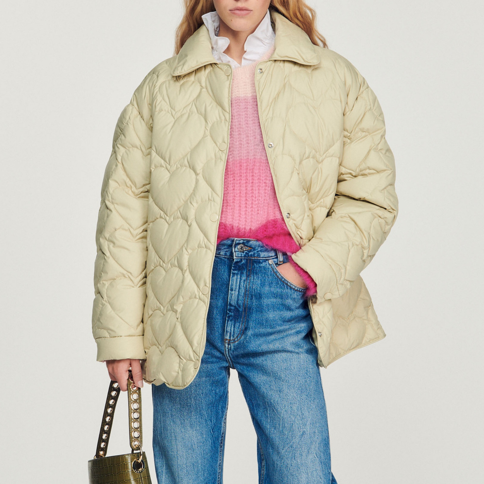 Oversized padded jacket with hearts - 2
