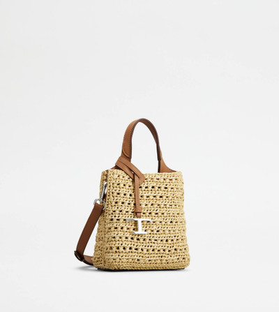 Tod's MICRO BAG IN RAFFIA AND LEATHER - BEIGE, BROWN outlook