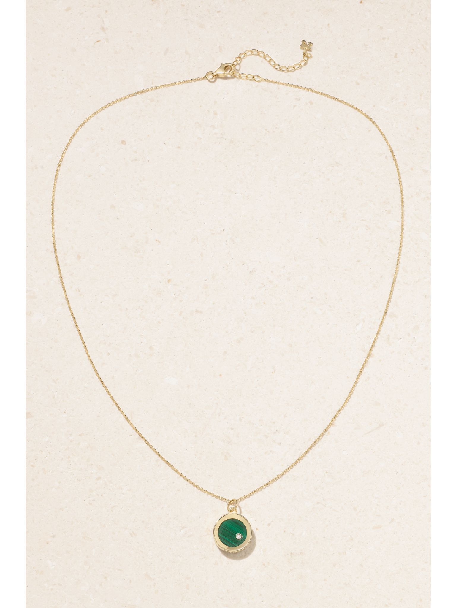 14-karat gold, malachite and diamond necklace Green - 4