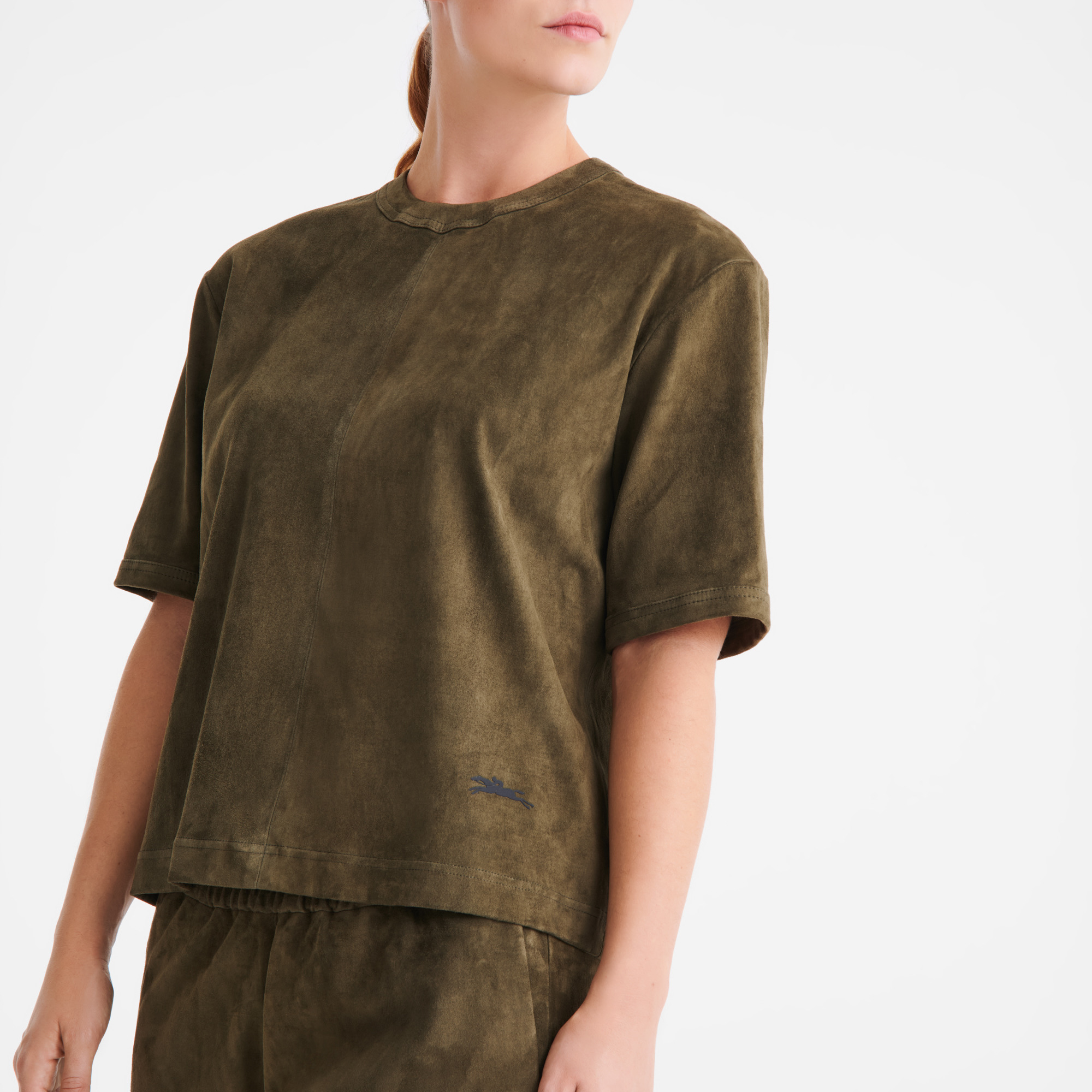 Short leather top Khaki - Leather - 5
