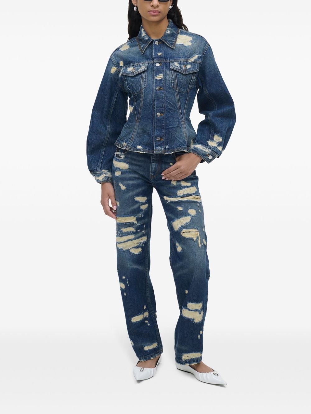 distressed denim jacket - 2