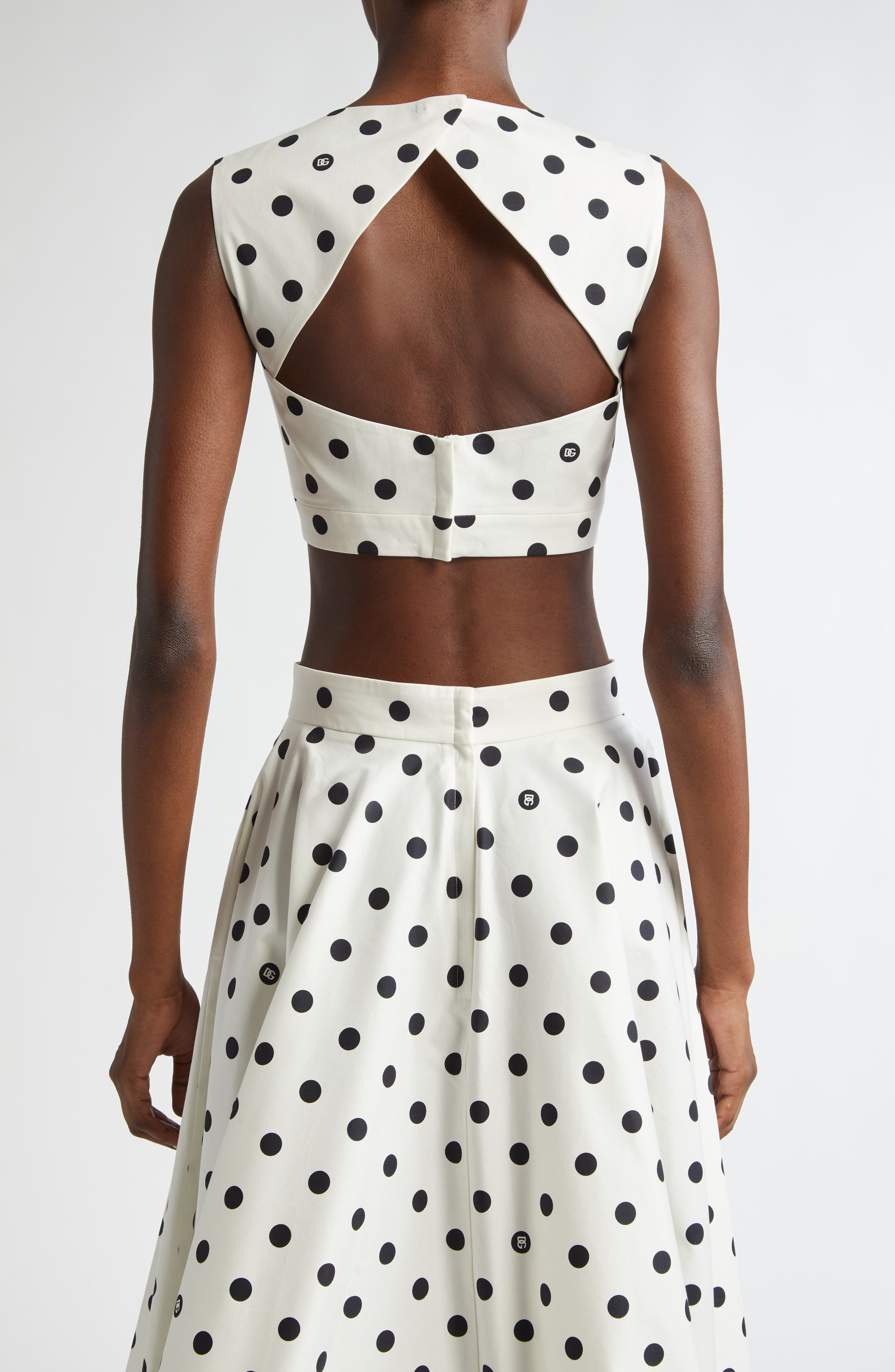 Dolce&Gabbana Polka Dot Back Cutout Crop Bustier Top in Hwzrn Pois Med 1.5 F.bianc at Nordstrom - 3