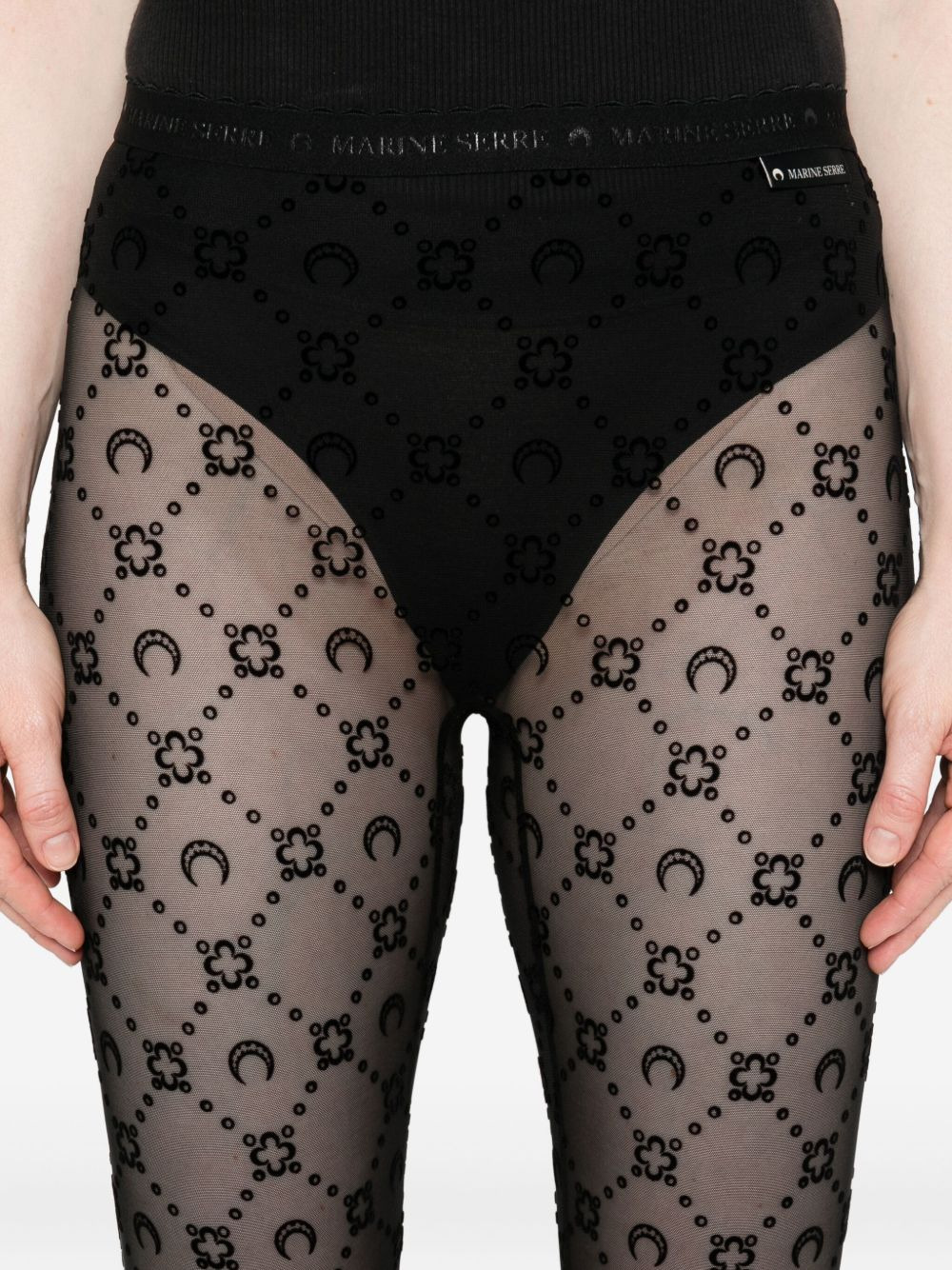 moon-embellished mesh shorts - 5