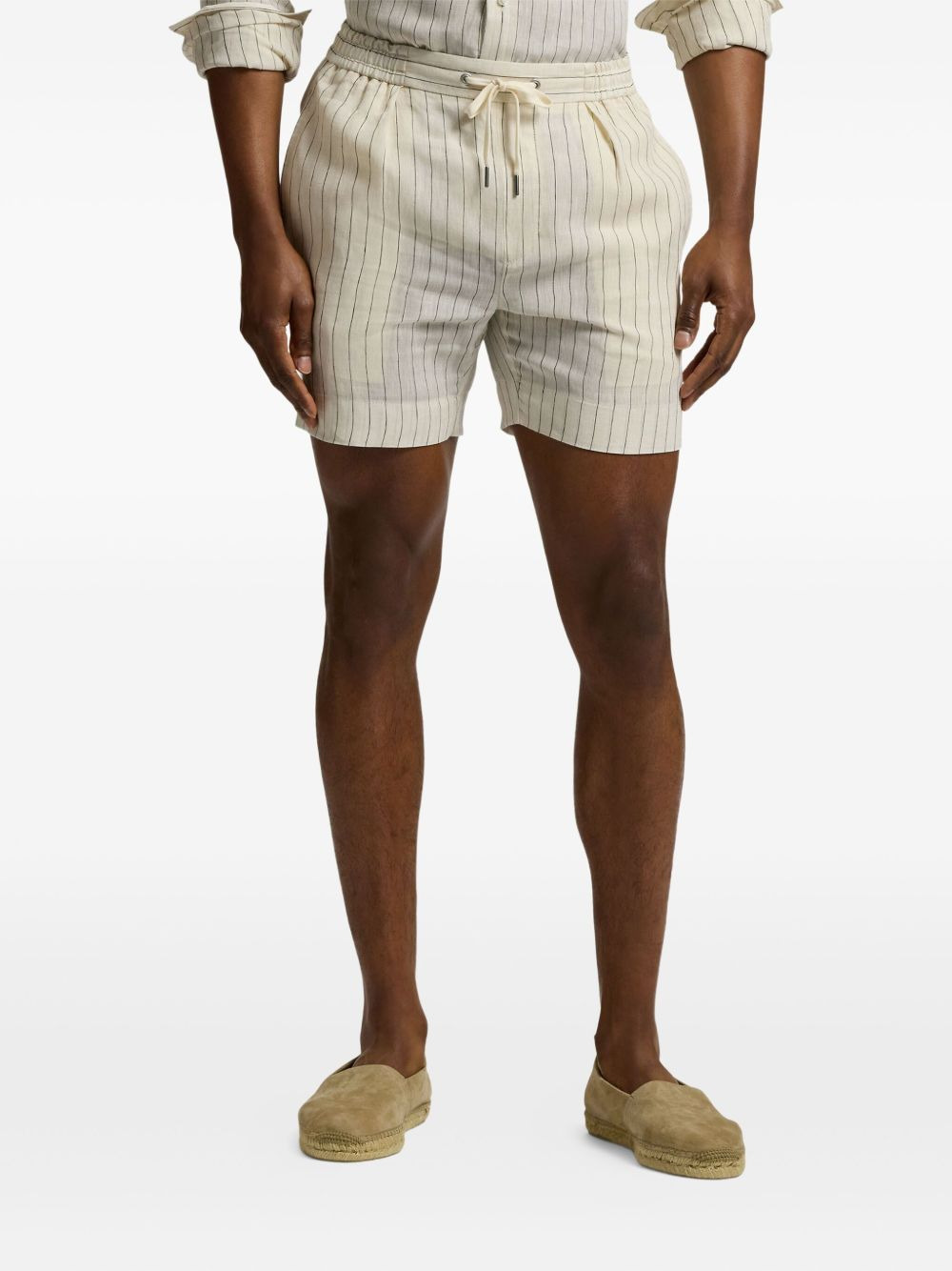 pinstripe drawstring shorts - 3