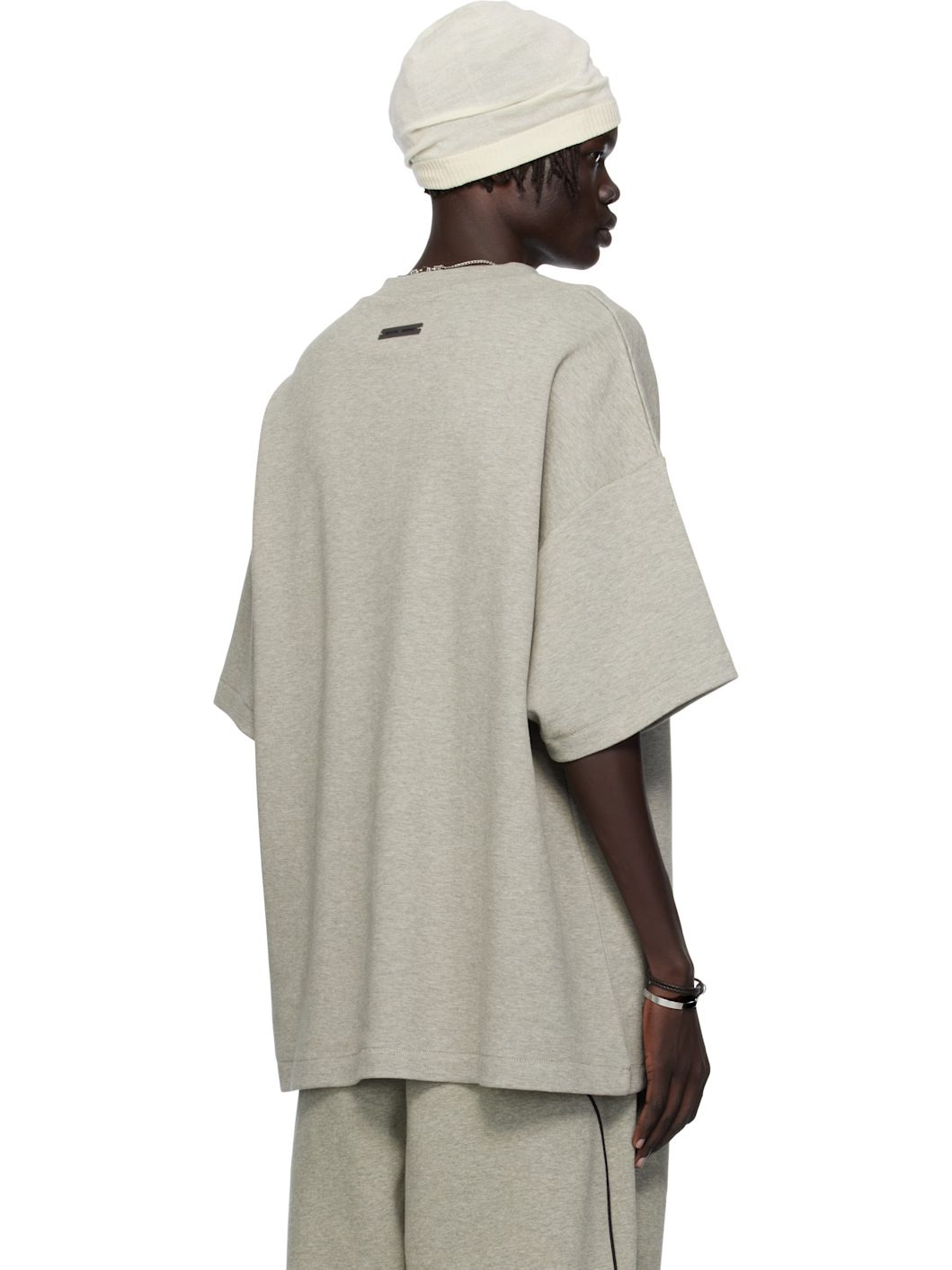 Gray 90s Fit Piqué Crewneck T-shirt - 3