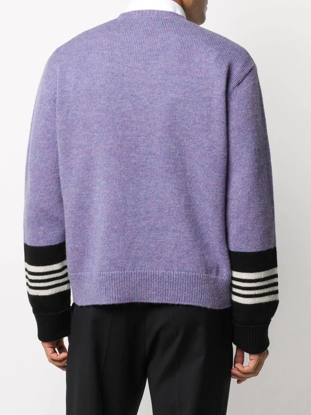 striped sleeves crew neck jumper - 4