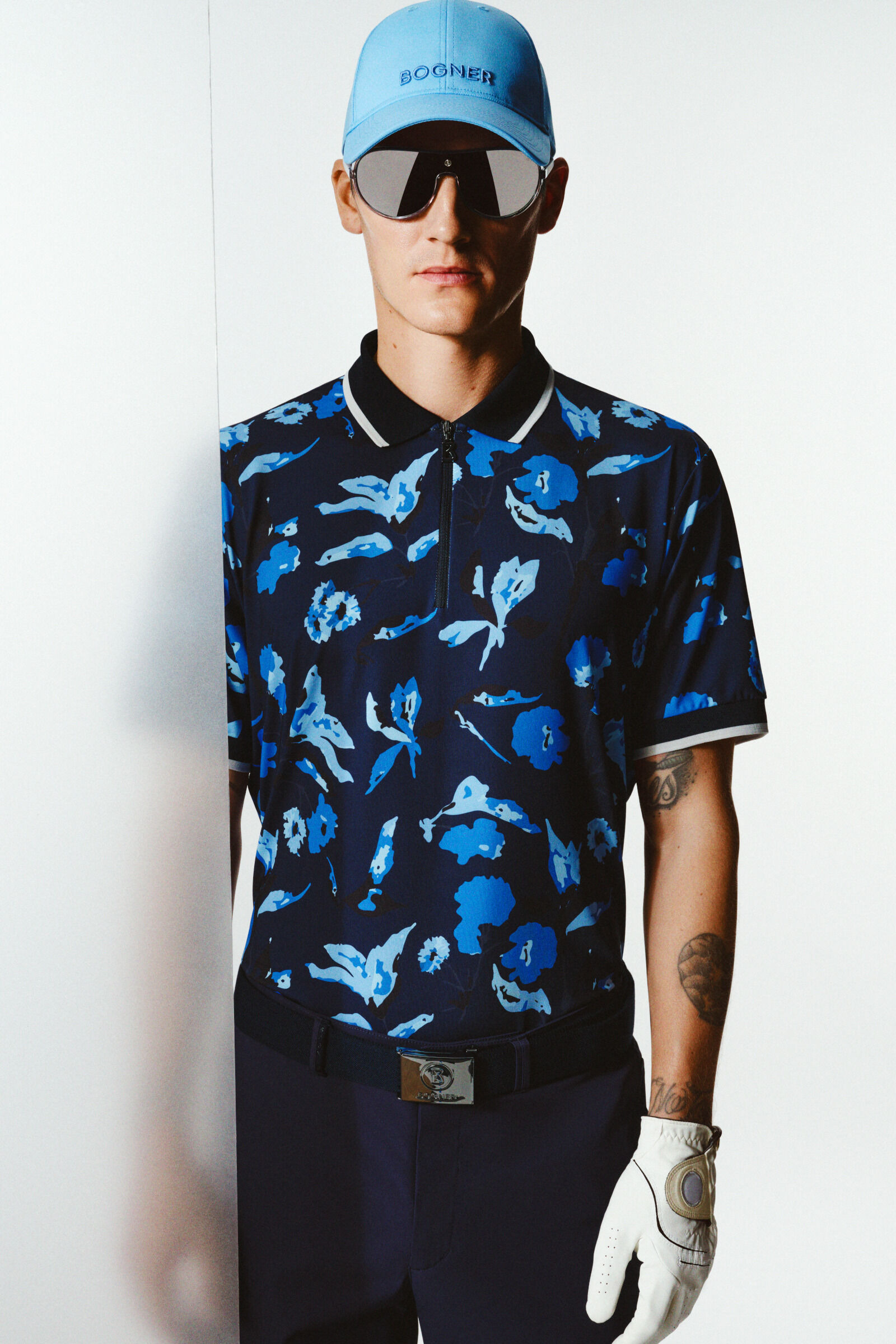 Valentin functional short-sleeved top in Navy blue/light blue - 5