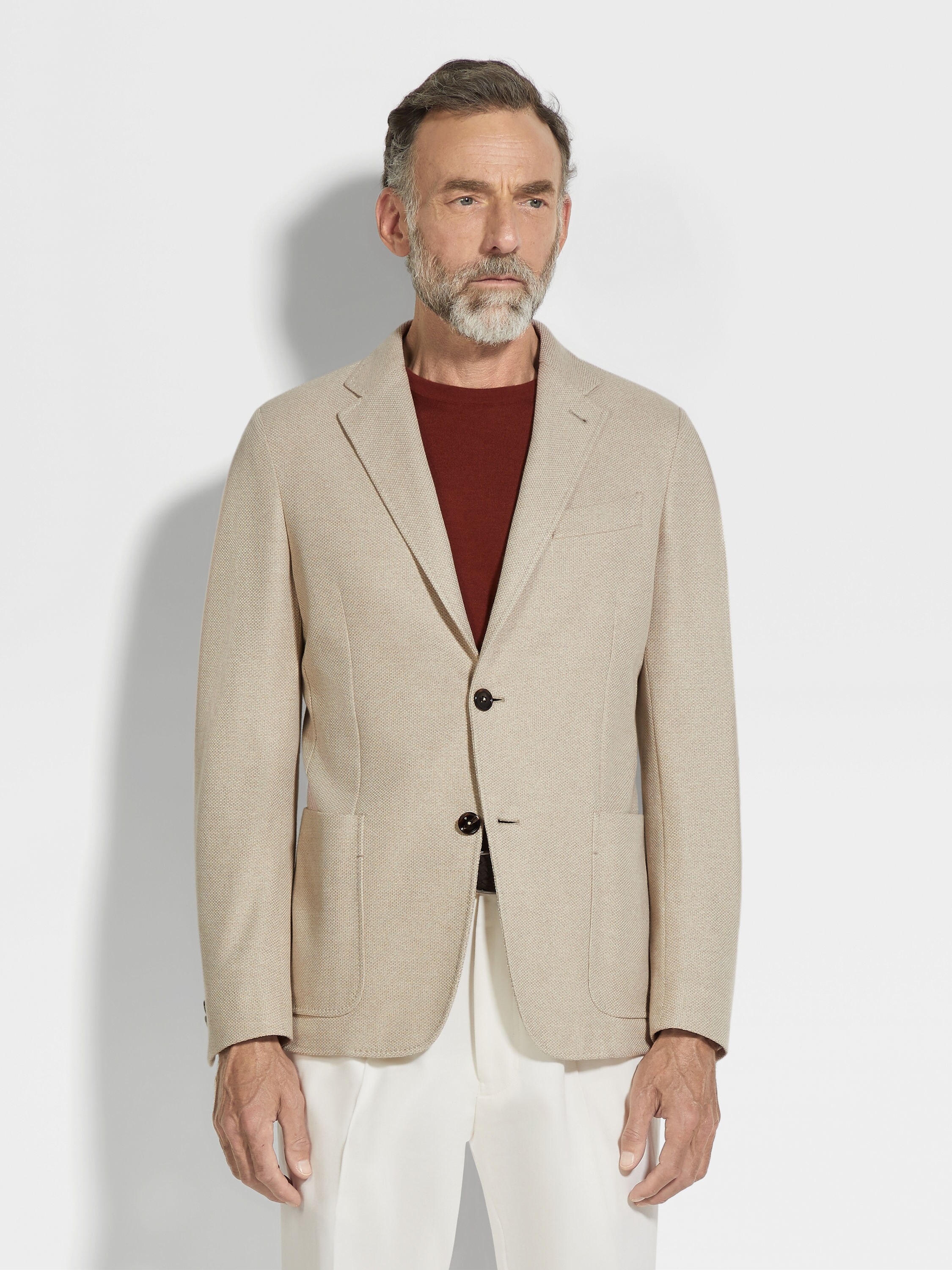 LIGHT TAUPE JERSEYWEAR COTTON JACKET - 4