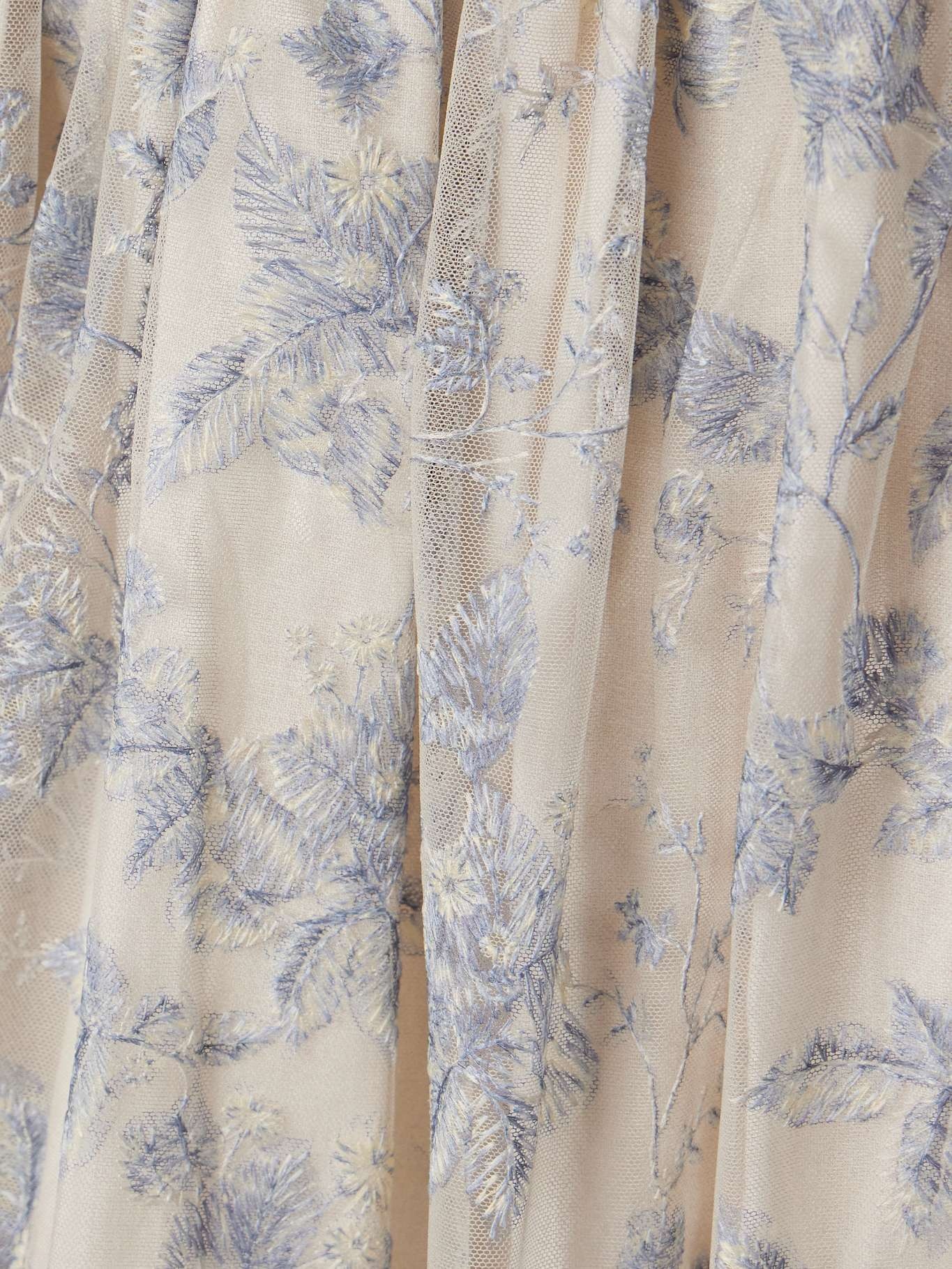 Alhelí Bougainvillea off-the-shoulder embellished tulle midi dress Blue - 4