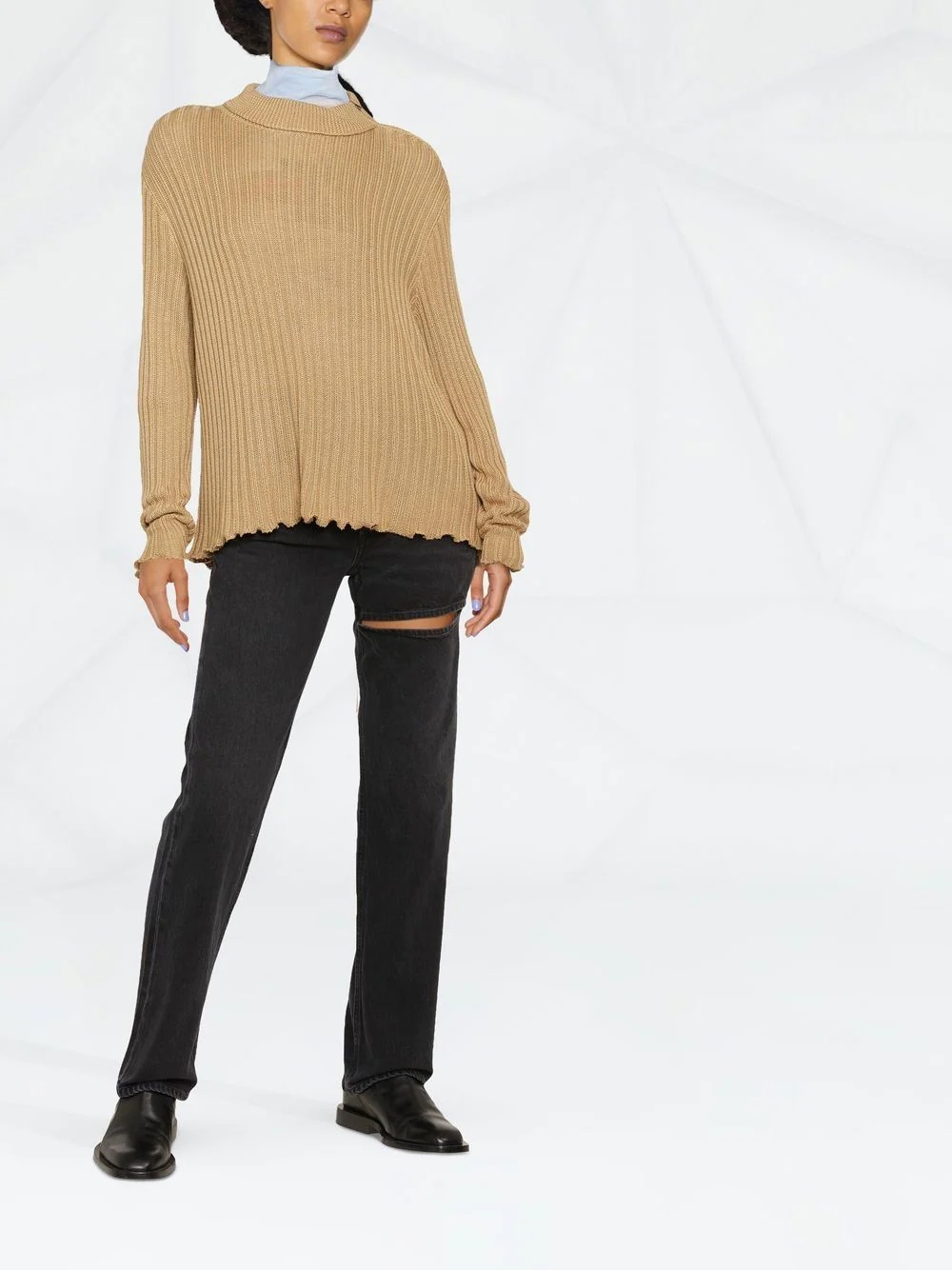 ribbed high neck jumper - 2