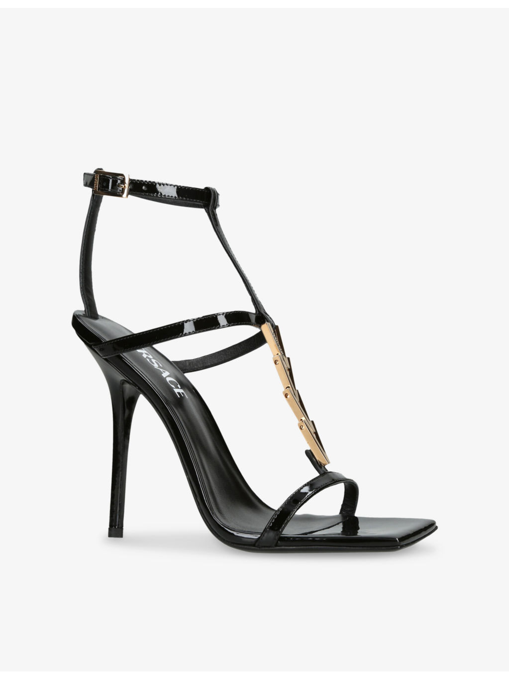 Logo-Hardware Strappy Heeled Patent Leather Sandals - 3
