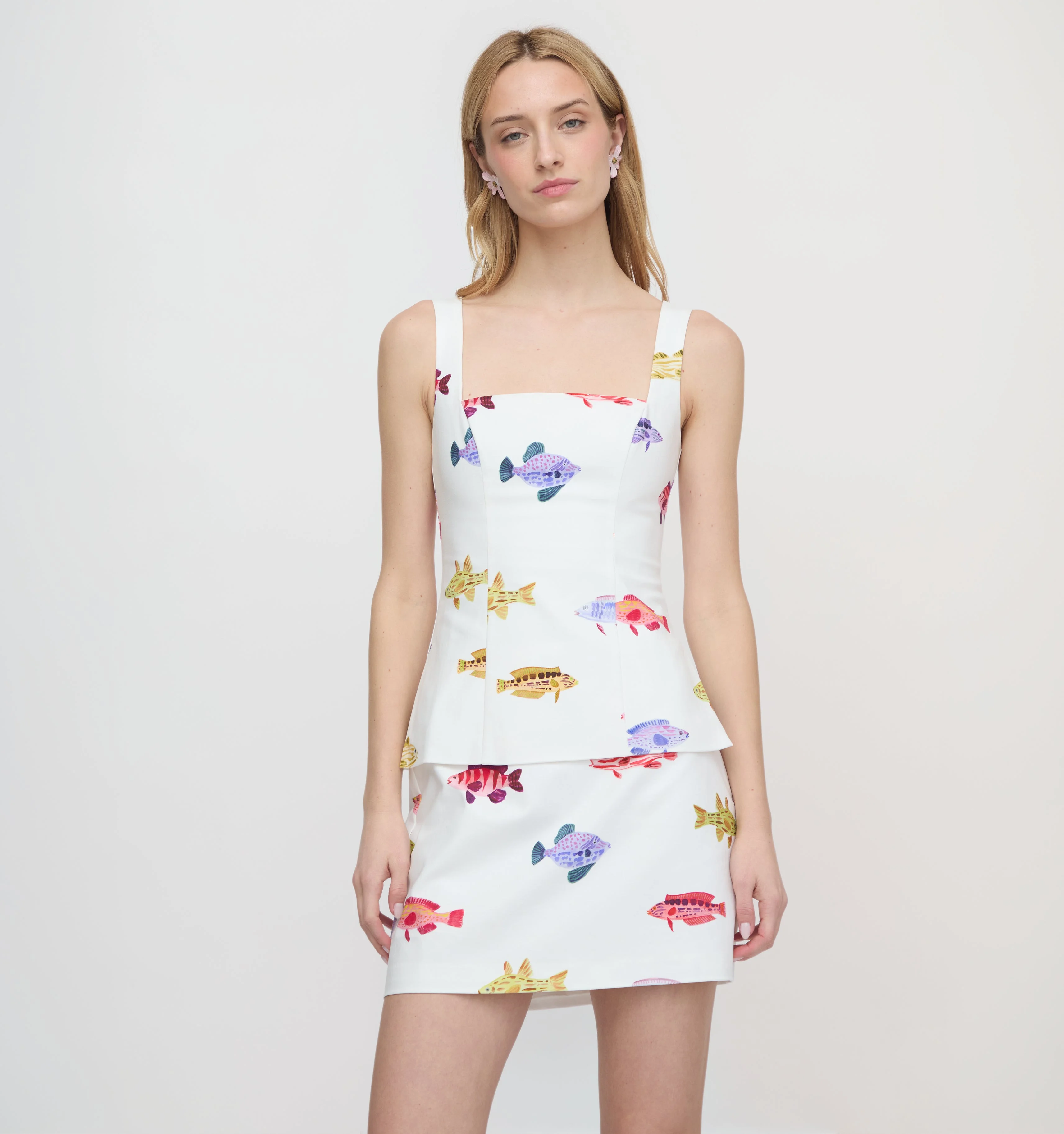 The Hallie Skirt - White Rainbow Fish - 1