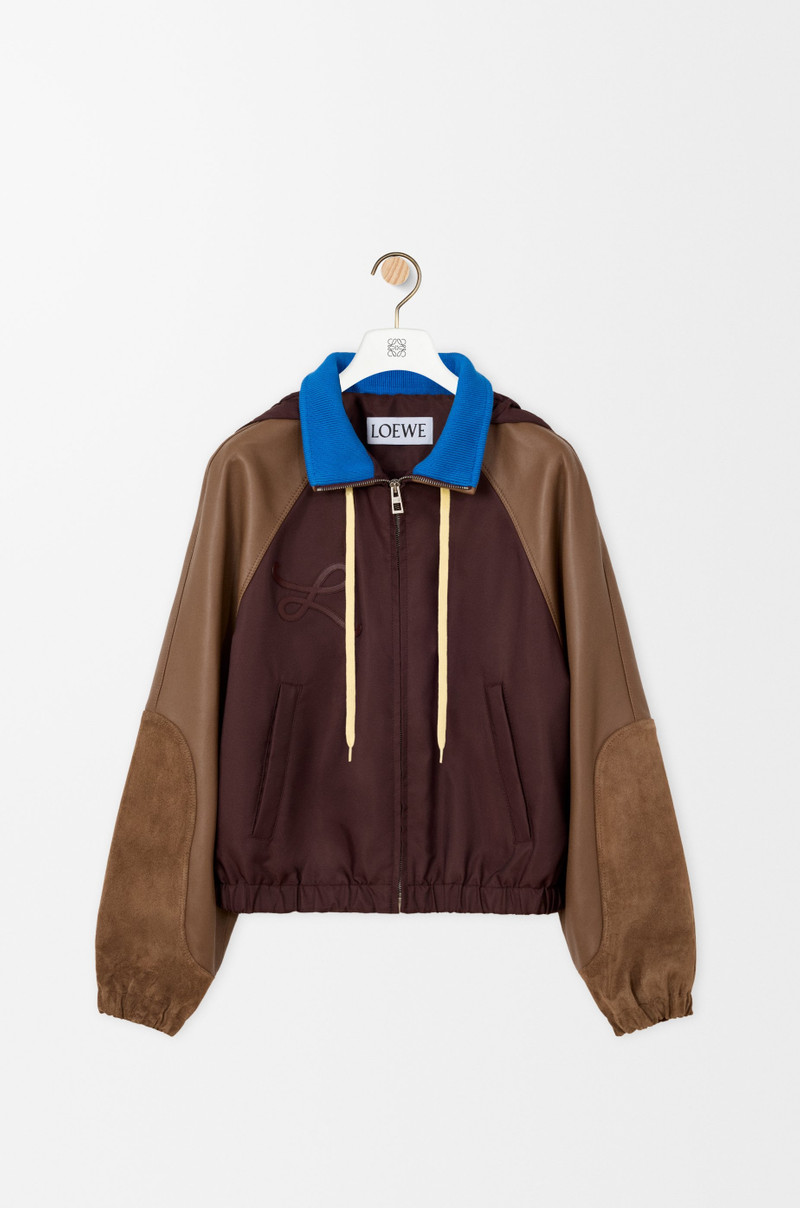 Bomber jacket in nylon, nappa lambskin and suede calfskin 1