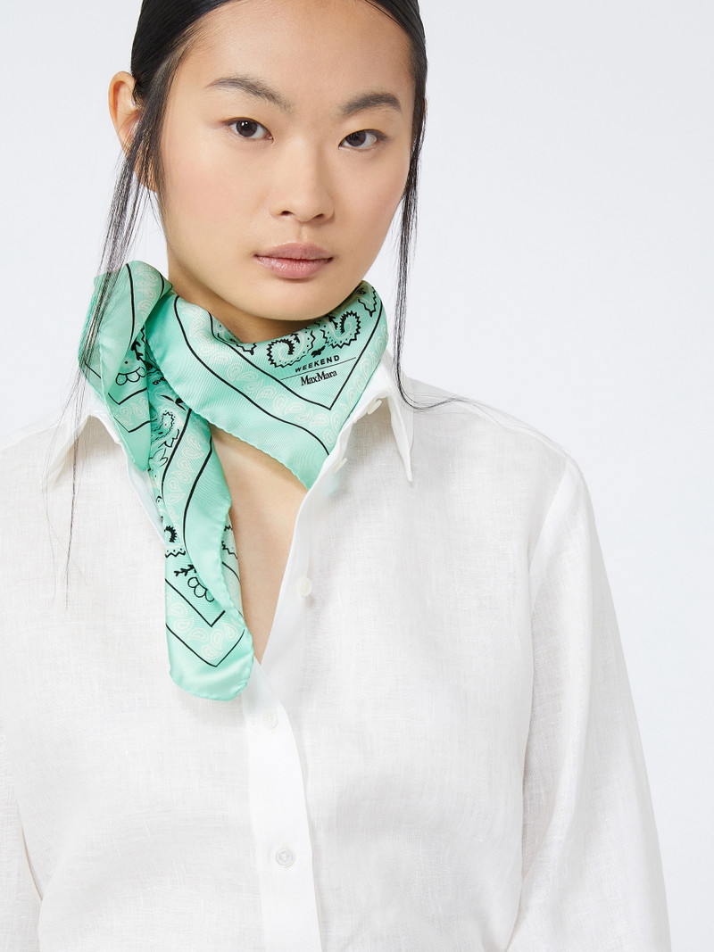 PENTOLA Bandanna print silk foulard - EMERALD 4