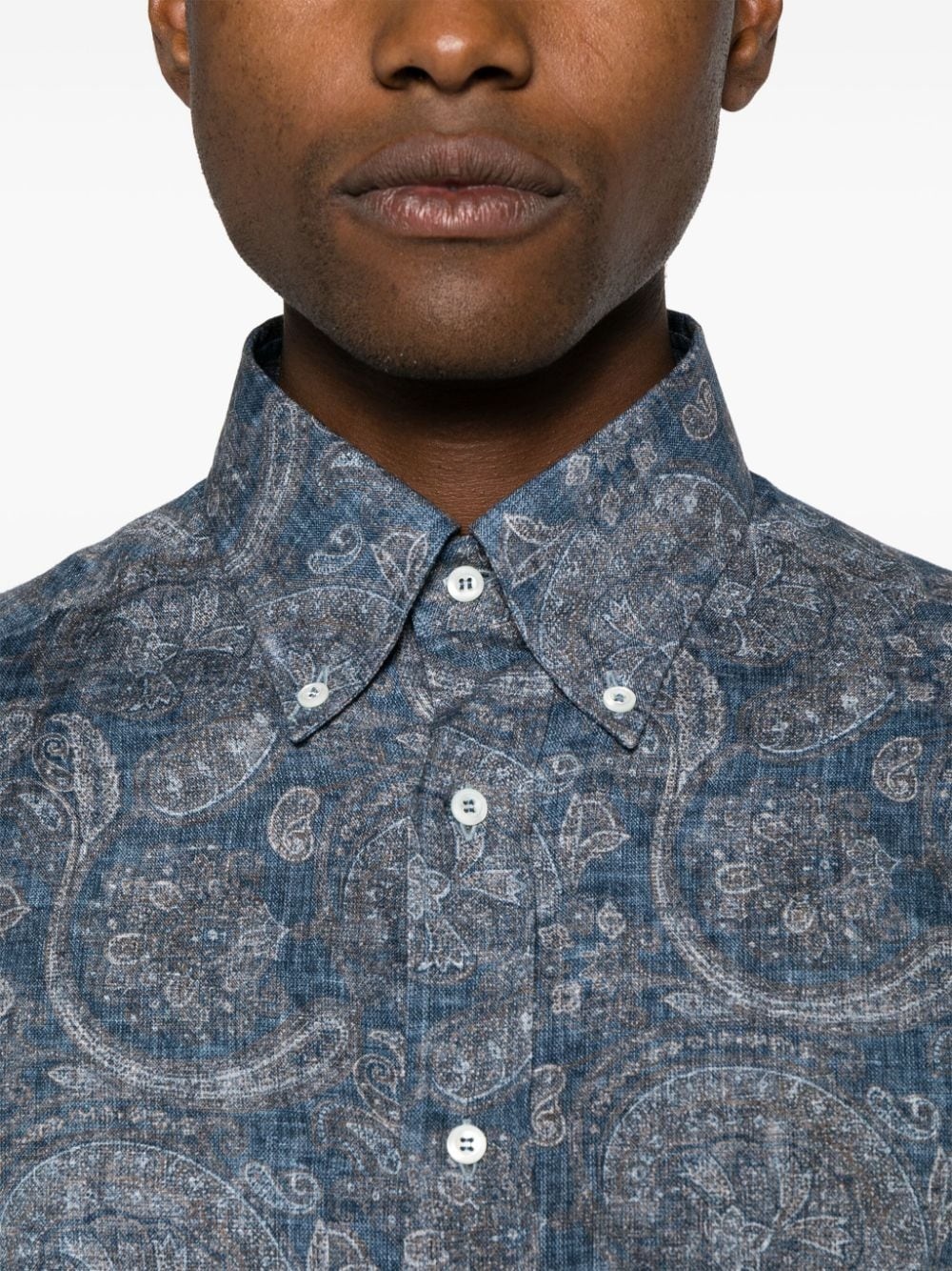 paisley-print linen shirt - 5