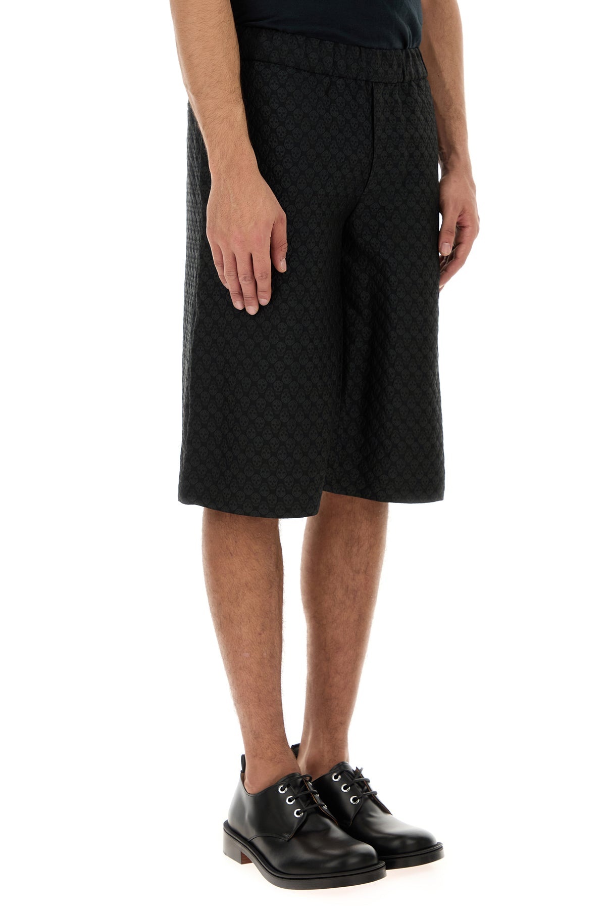 Black viscose blend bermuda shorts - 3