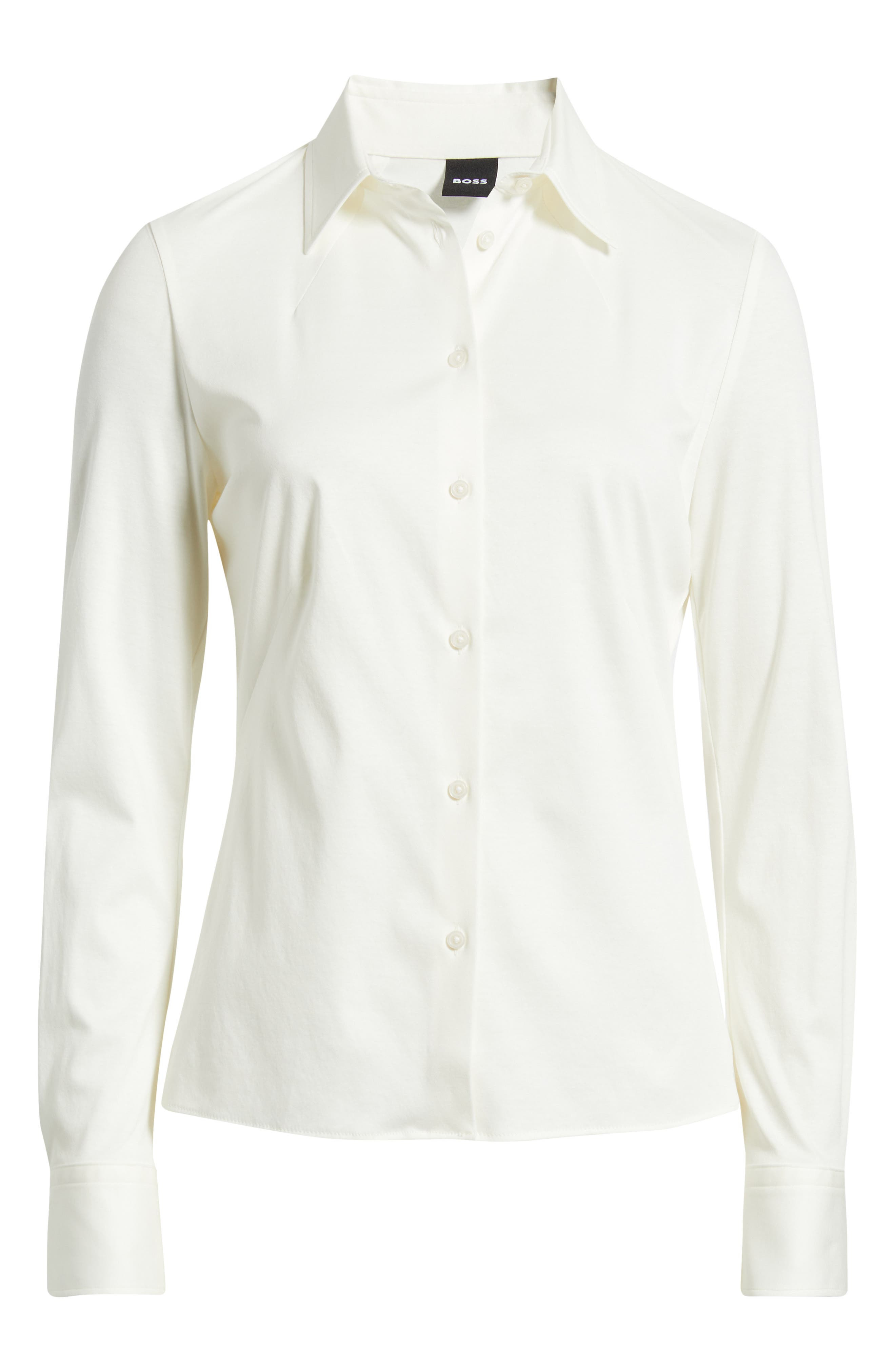 BOSS Bronta Tuesday Cotton Button-Up Shirt in Soft Cream at Nordstrom - 5