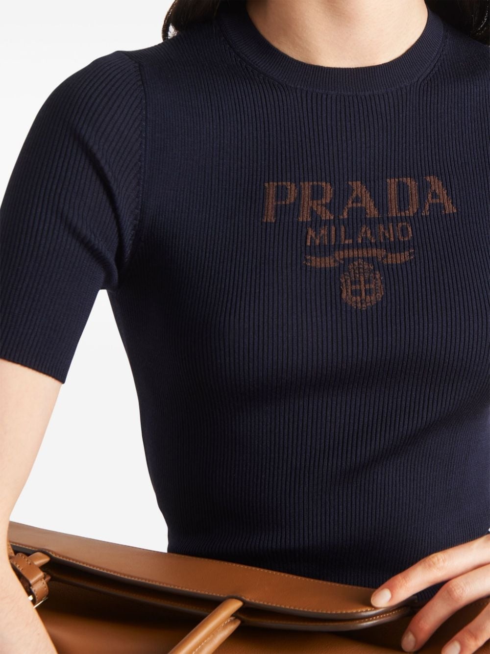 logo-jacquard silk top - 5