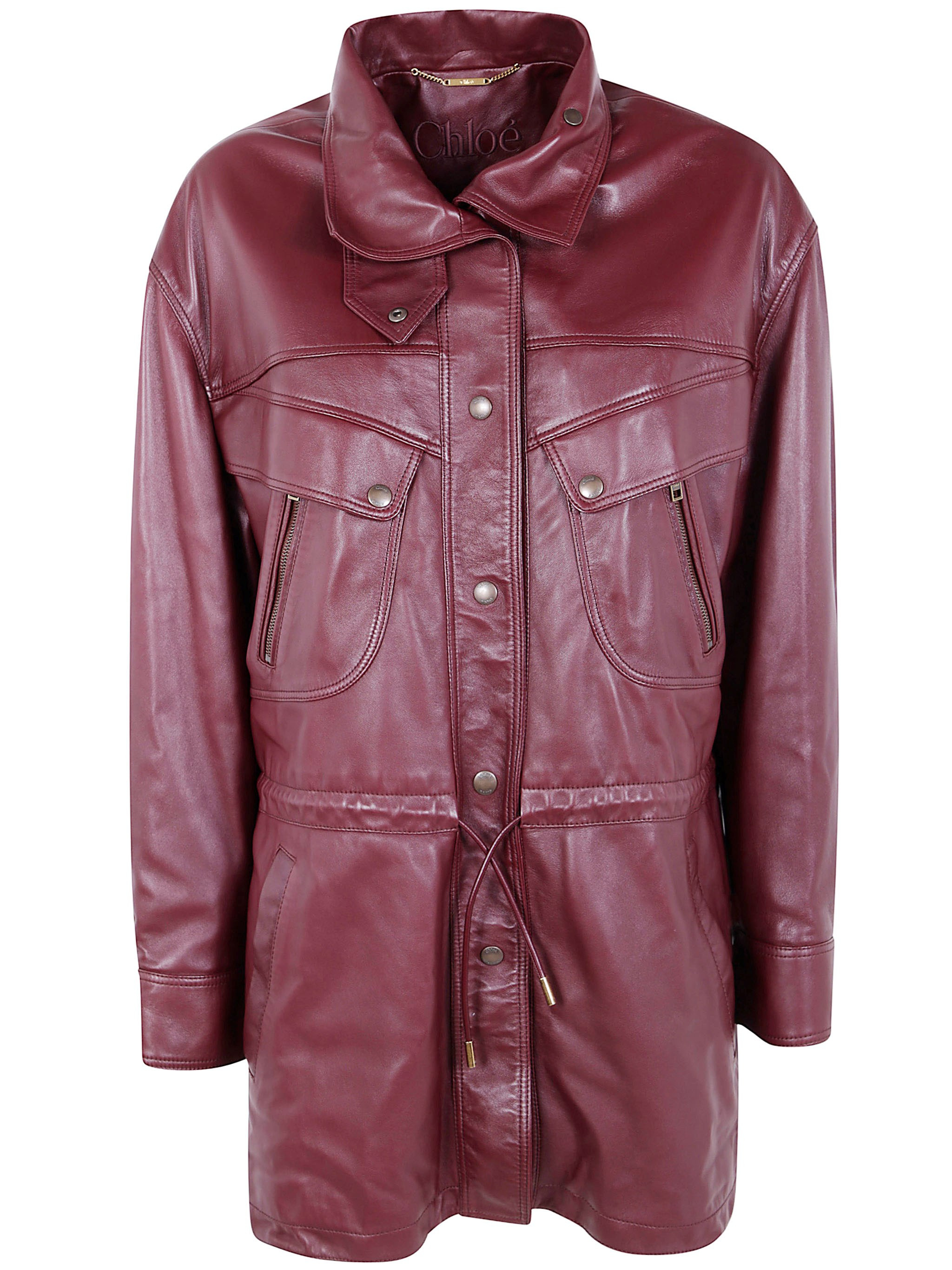 Introducing the 'LEATHER SAFARI JACKET' by CHLOE, a stunning piece in the jacket category that embod - 1