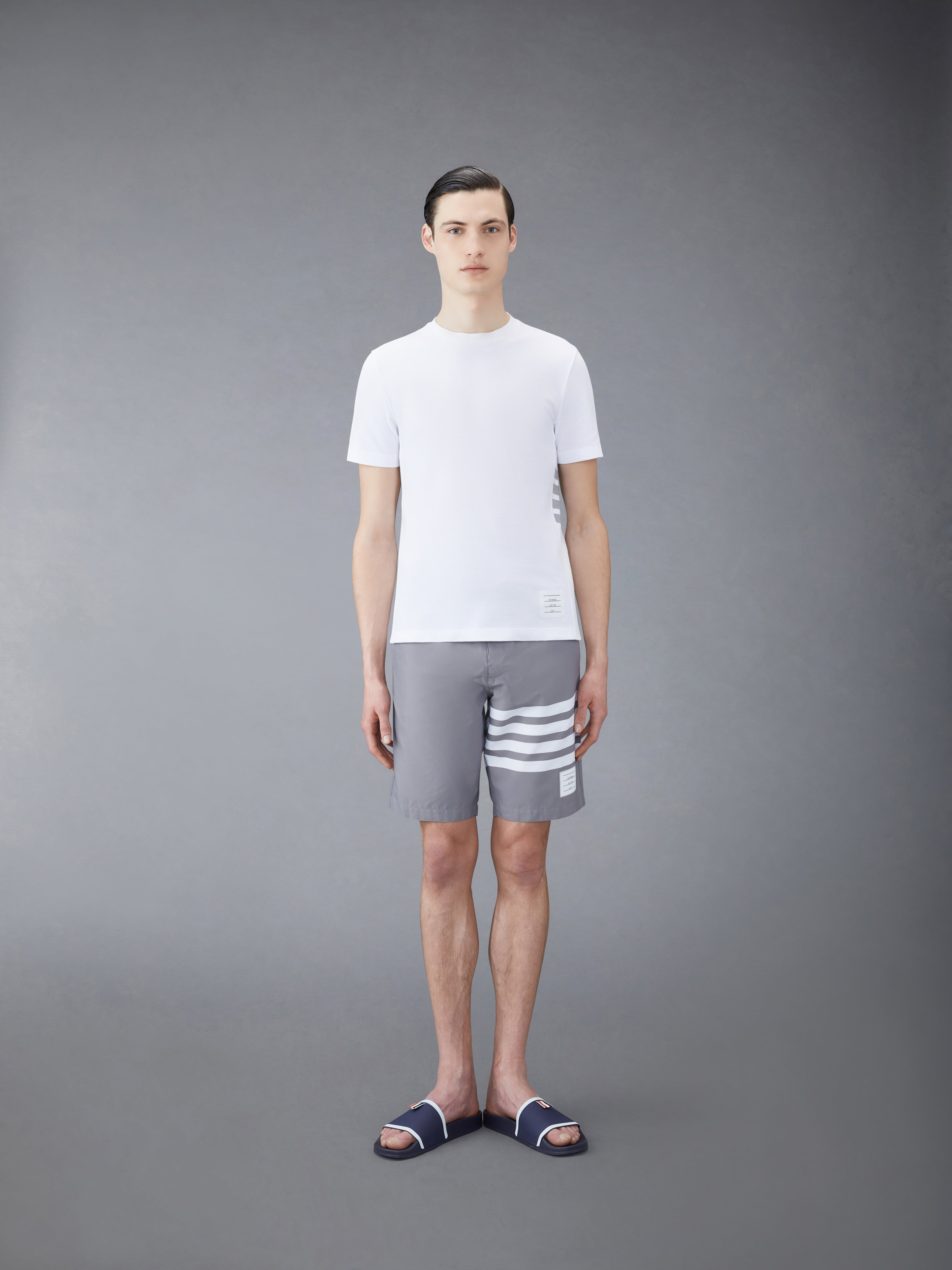 Medium Grey Swim Tech 4-Bar Drawstring Waist Board Short - 4