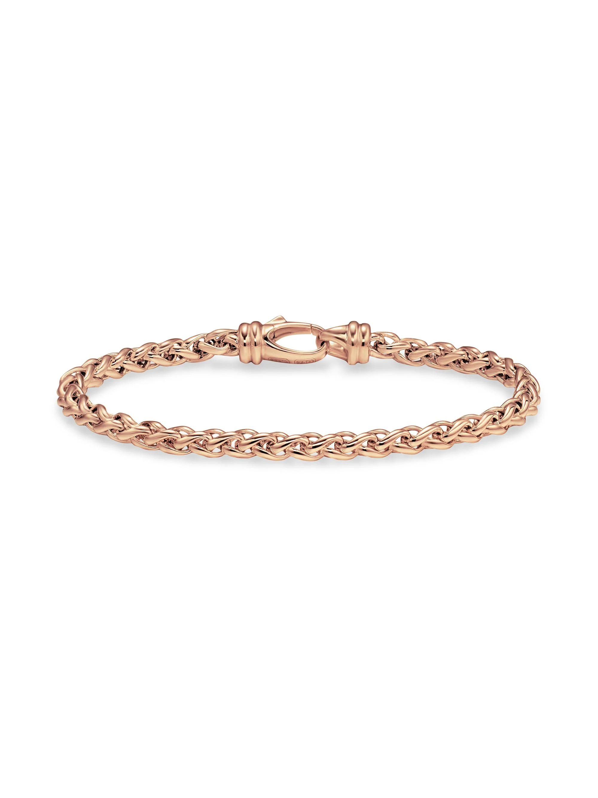 Men's Wheat Chain Bracelet In 18K Rose Gold - Rose Gold - 1