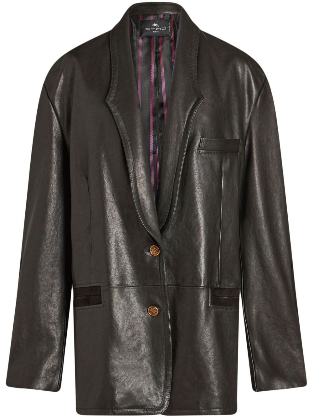 suede-trim leather jacket - 1