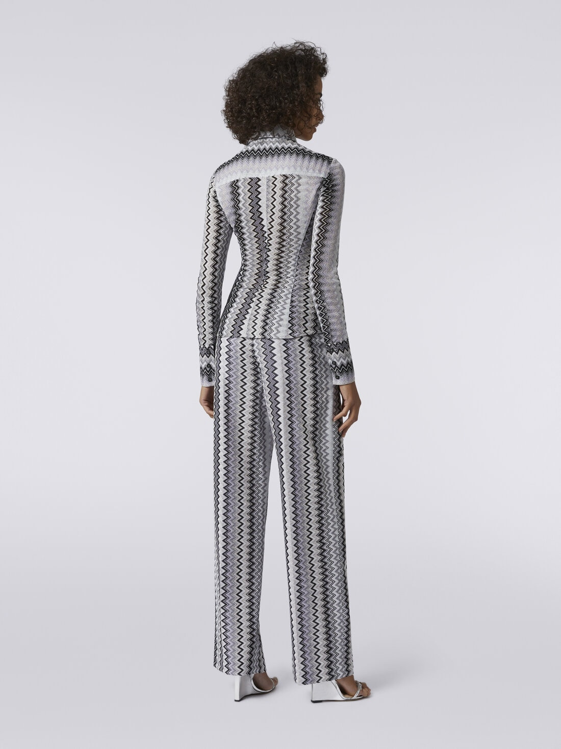 Straight zigzag viscose trousers with lurex - 4