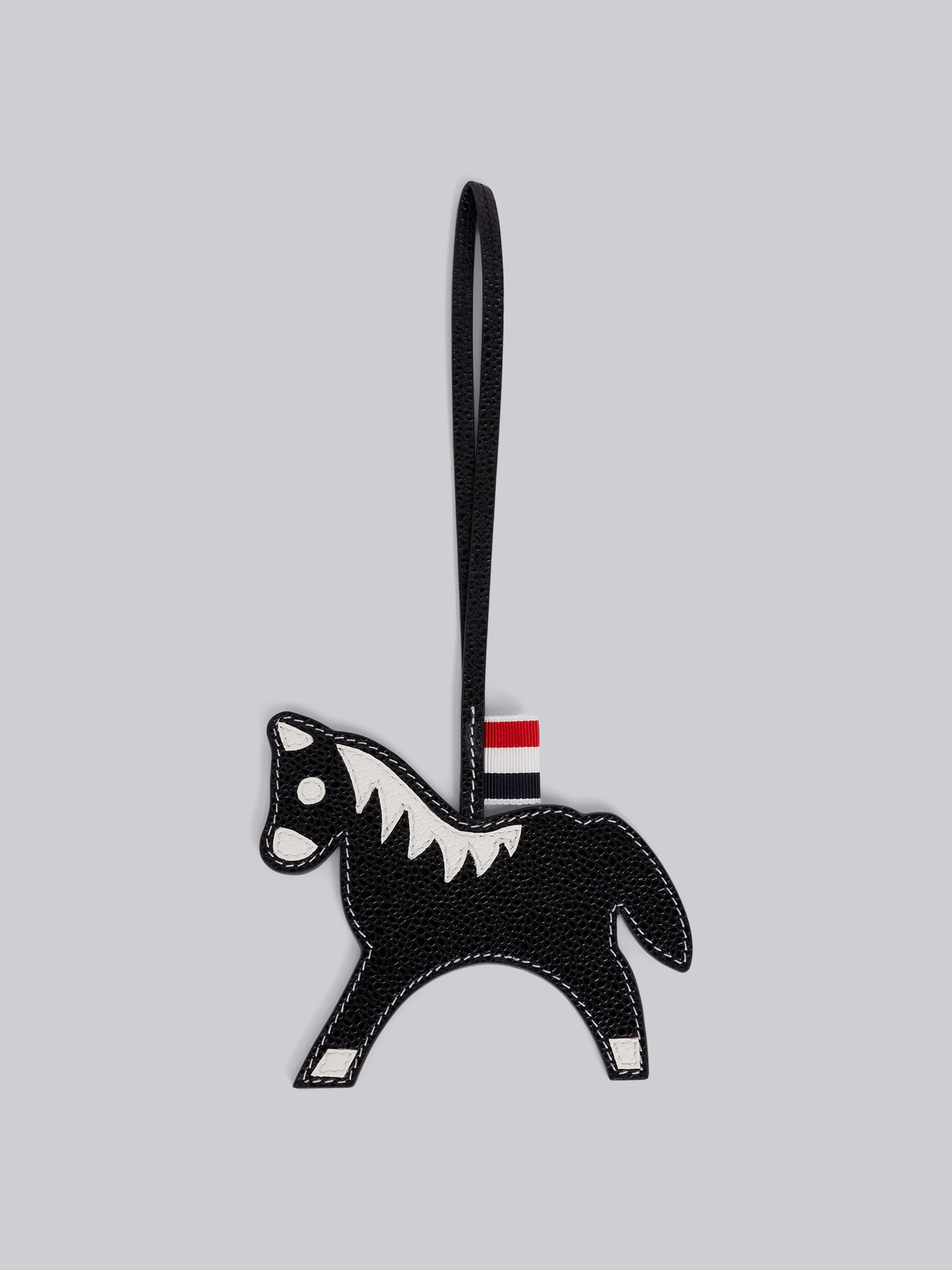 Black Pebbled Calfskin Horse Charm - 1