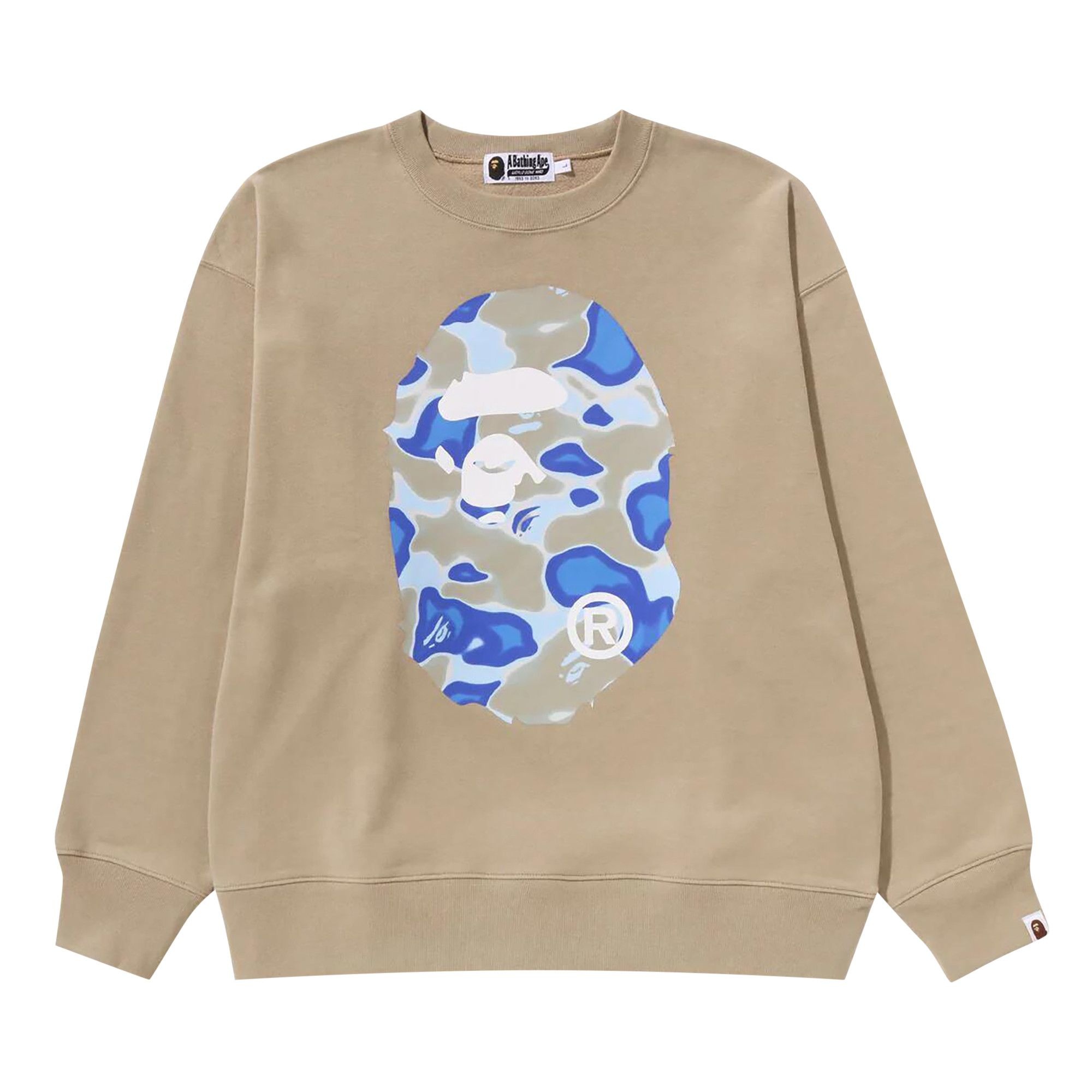 BAPE Liquid Camo Ape Head Relaxed Fit Crewneck Sweat 'Beige' - 1