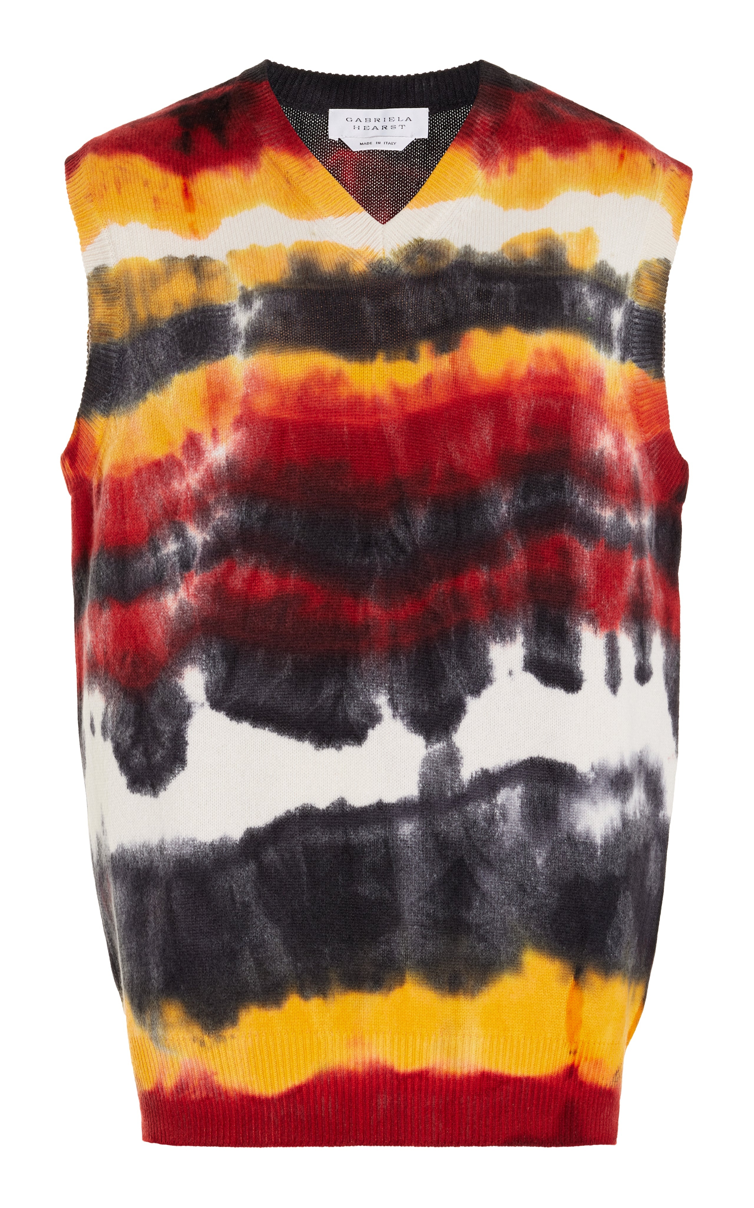 Fielding Knit Vest in Fire Tie Dye Cashmere - 1