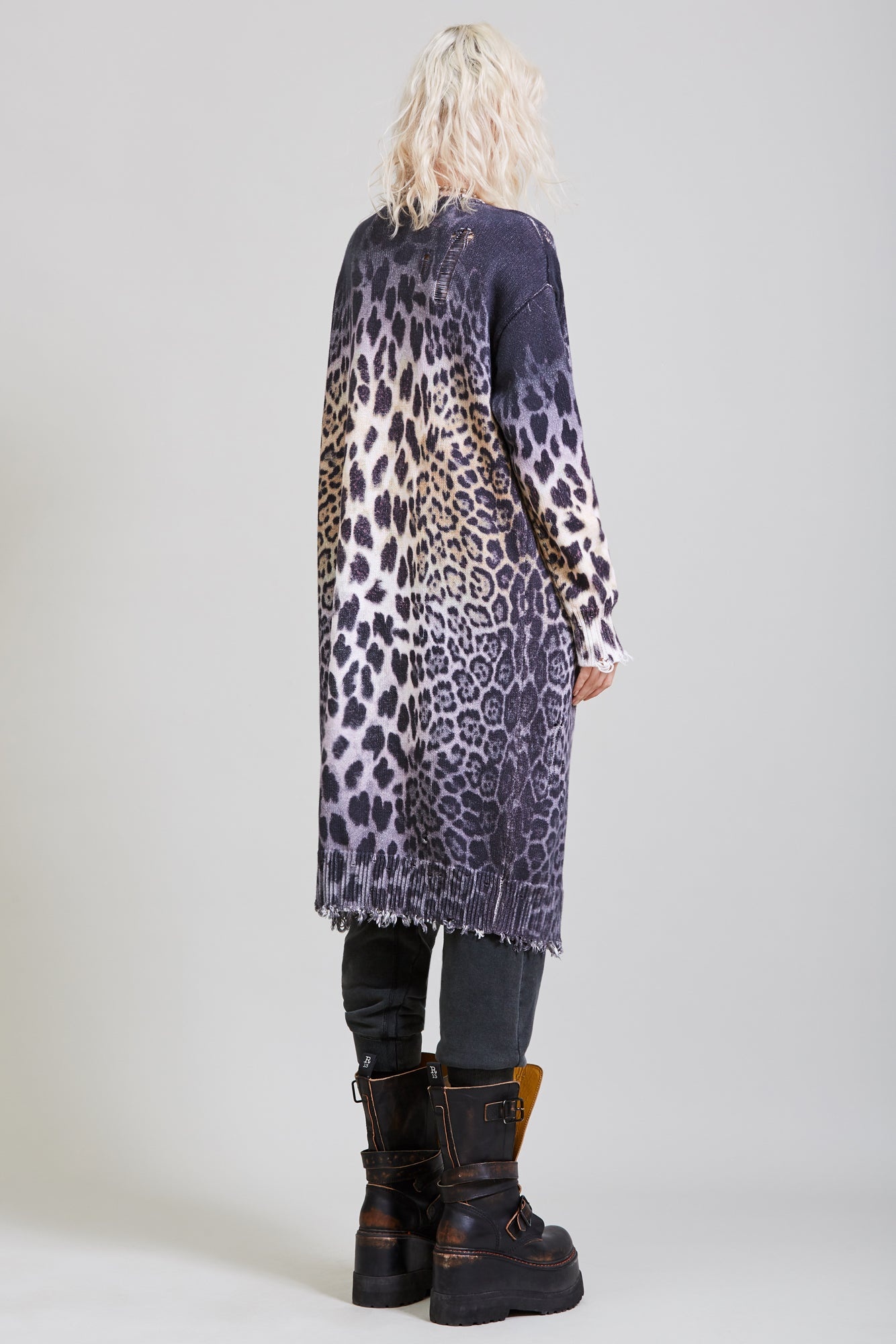 R13 long leopard cardigan best sale