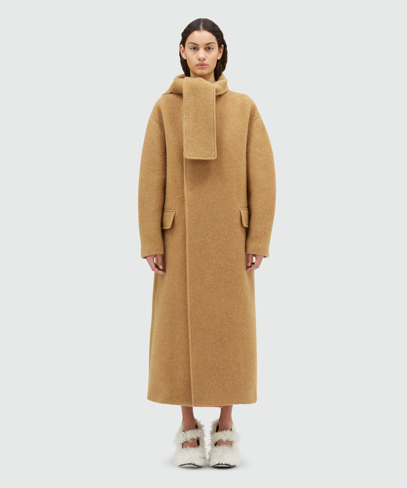 MSGM Blended wool long coat with scarfed collar outlook