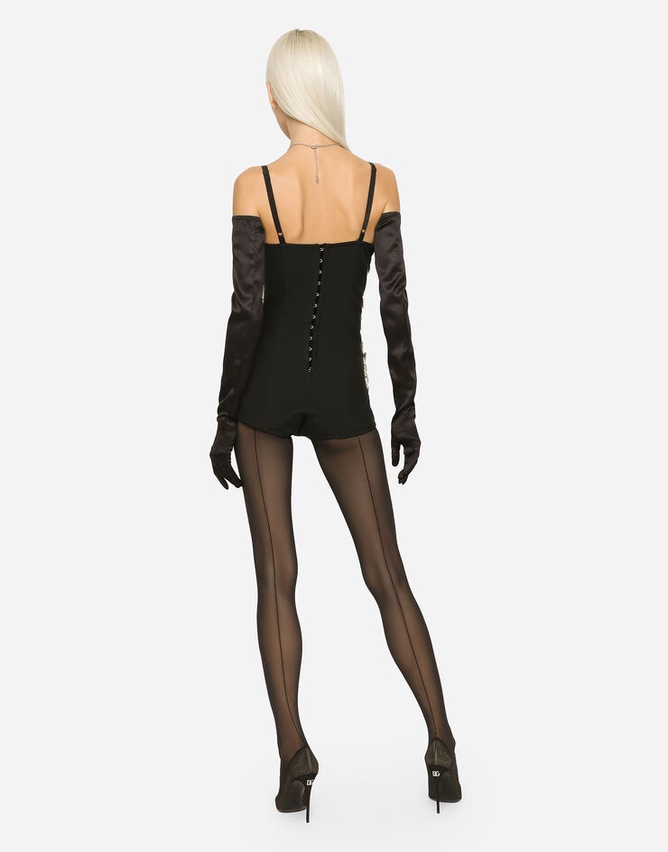 Marquisette bodysuit with rhinestone embellishment - 3