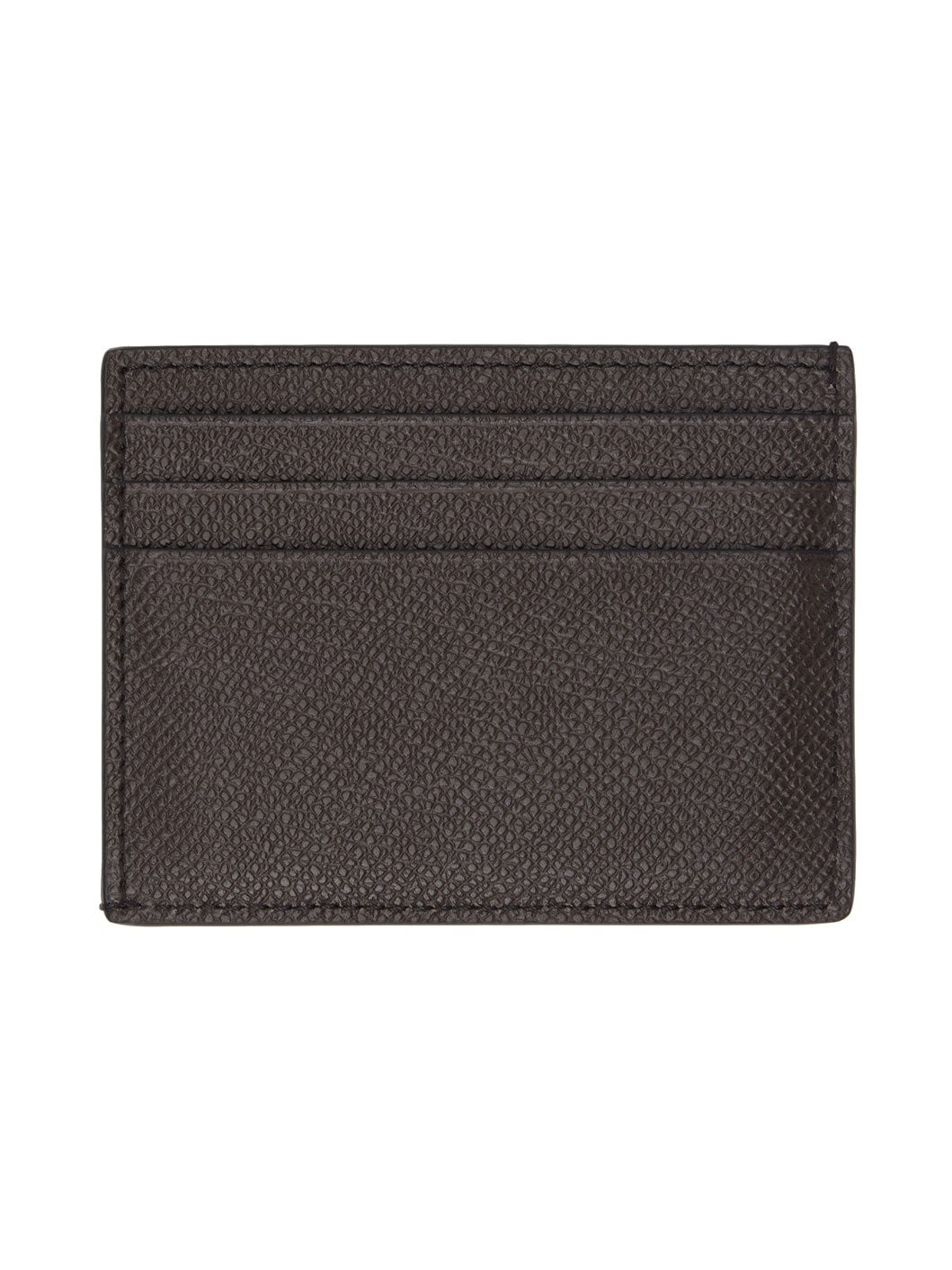 Brown Small Grain Leather Card Holder - 2