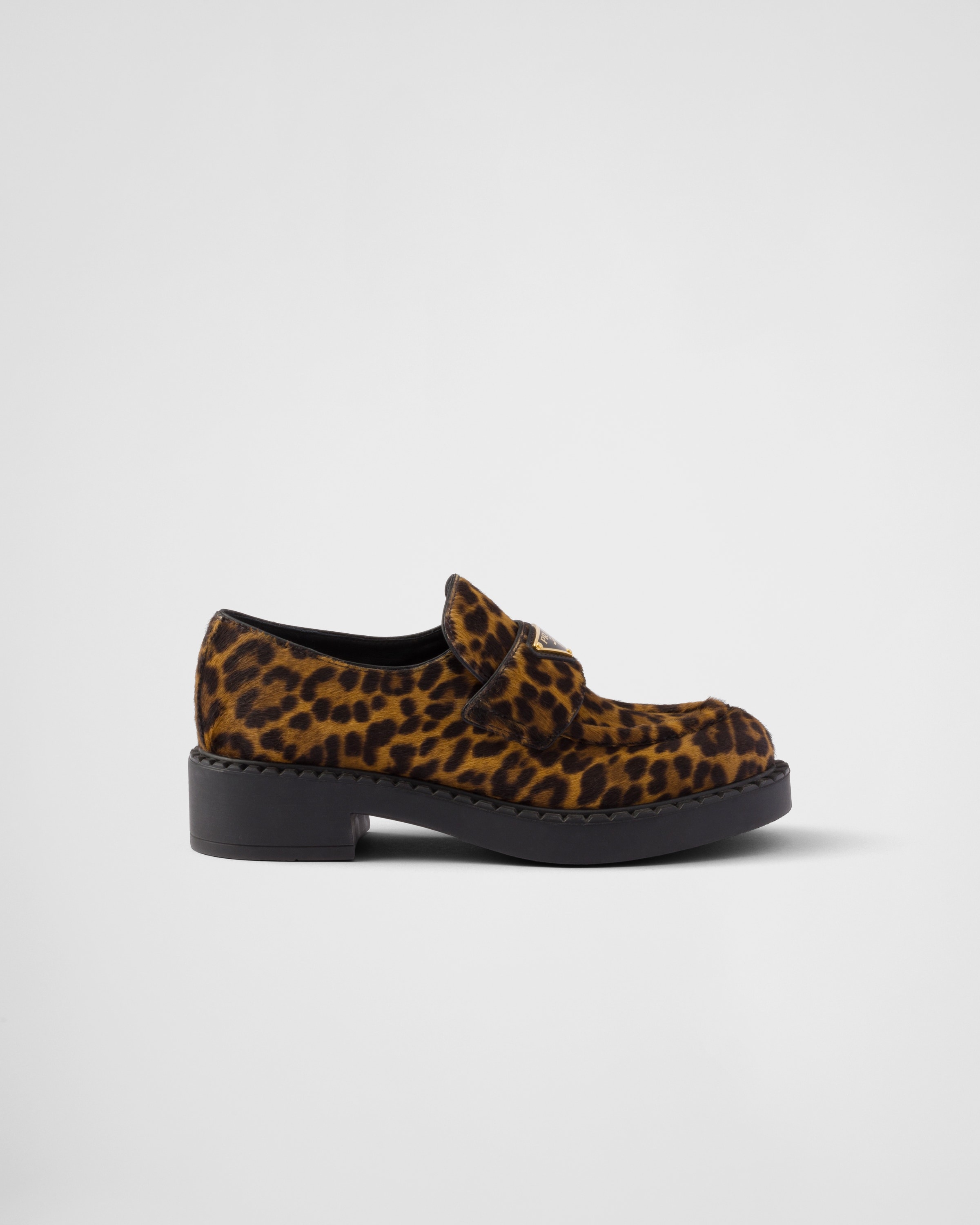 Chocolate printed leather loafers - 2