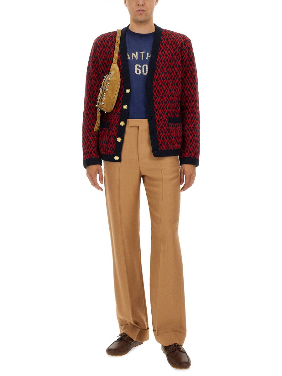 Valentino Men Gabardine Pants With Lapels - 2