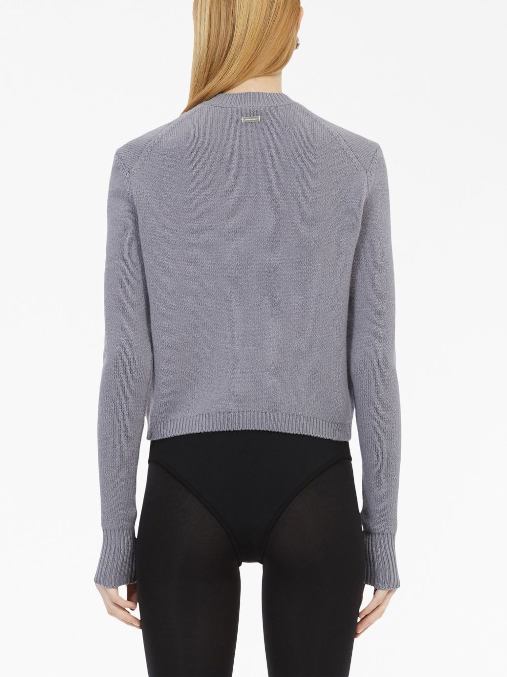 logo-plaque crew-neck cardigan - 4
