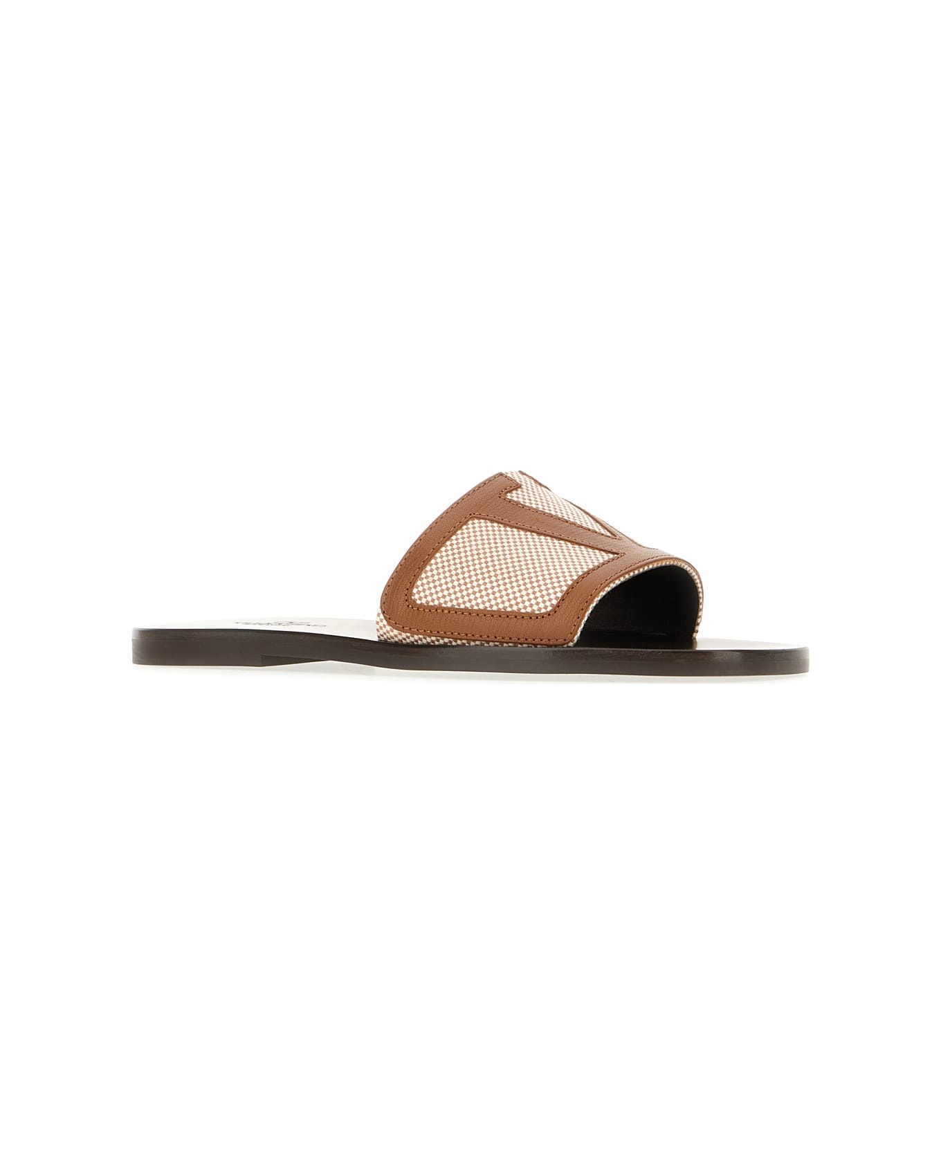 Dark Brown Leather And Fabric Viva Superstar Slippers - 2